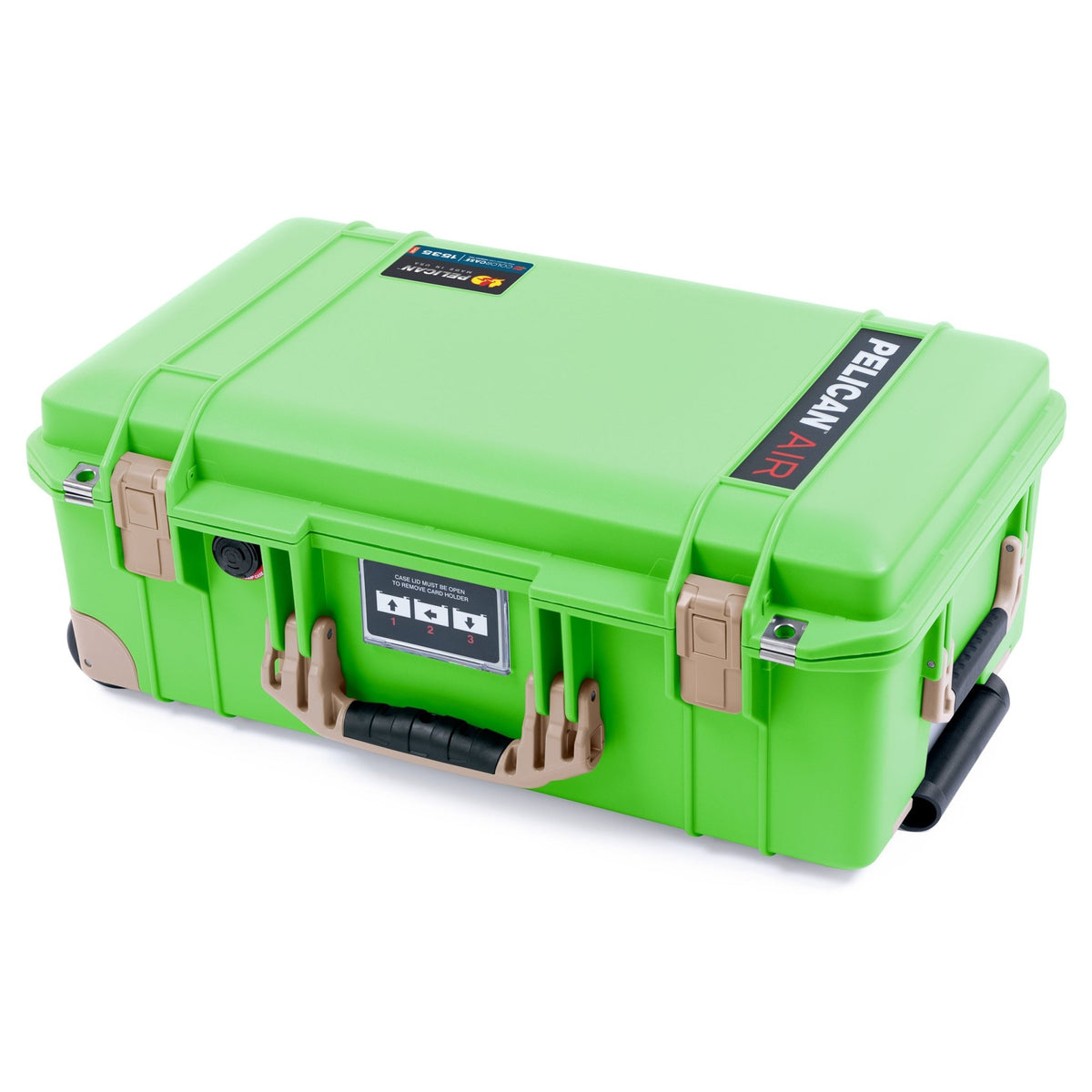 Pelican 1535 Air Carry - on Case - Lime Green &amp; Desert Tan Trolley - Empty