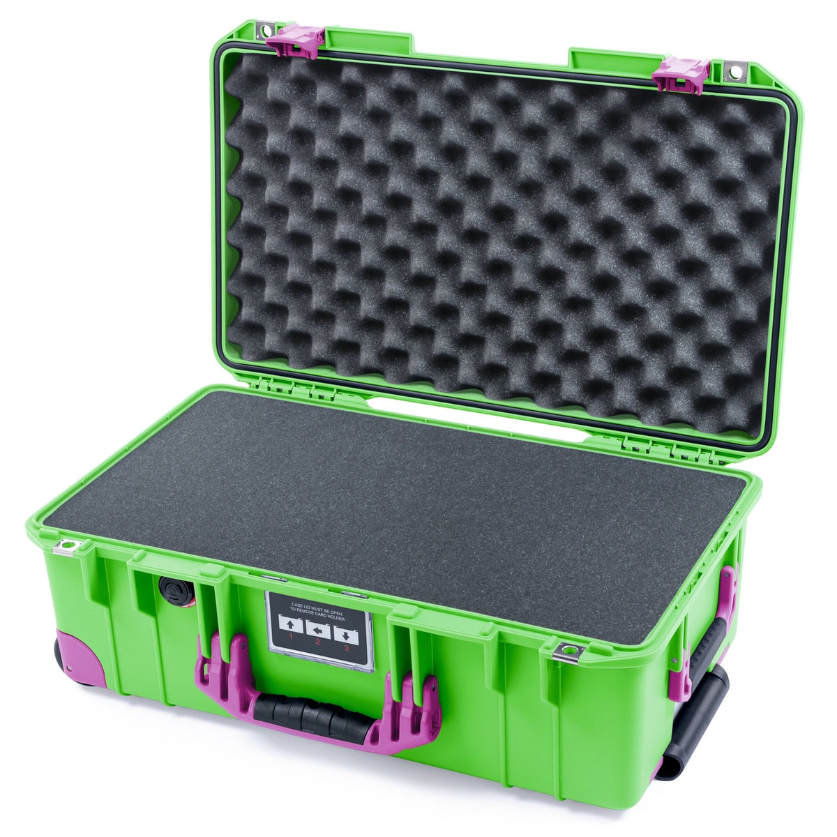 Pelican 1535 Air Carry - on Case - Lime Green &amp; Magenta Trolley - Pick &amp; Pluck Foam / Convoluted Lid Foam