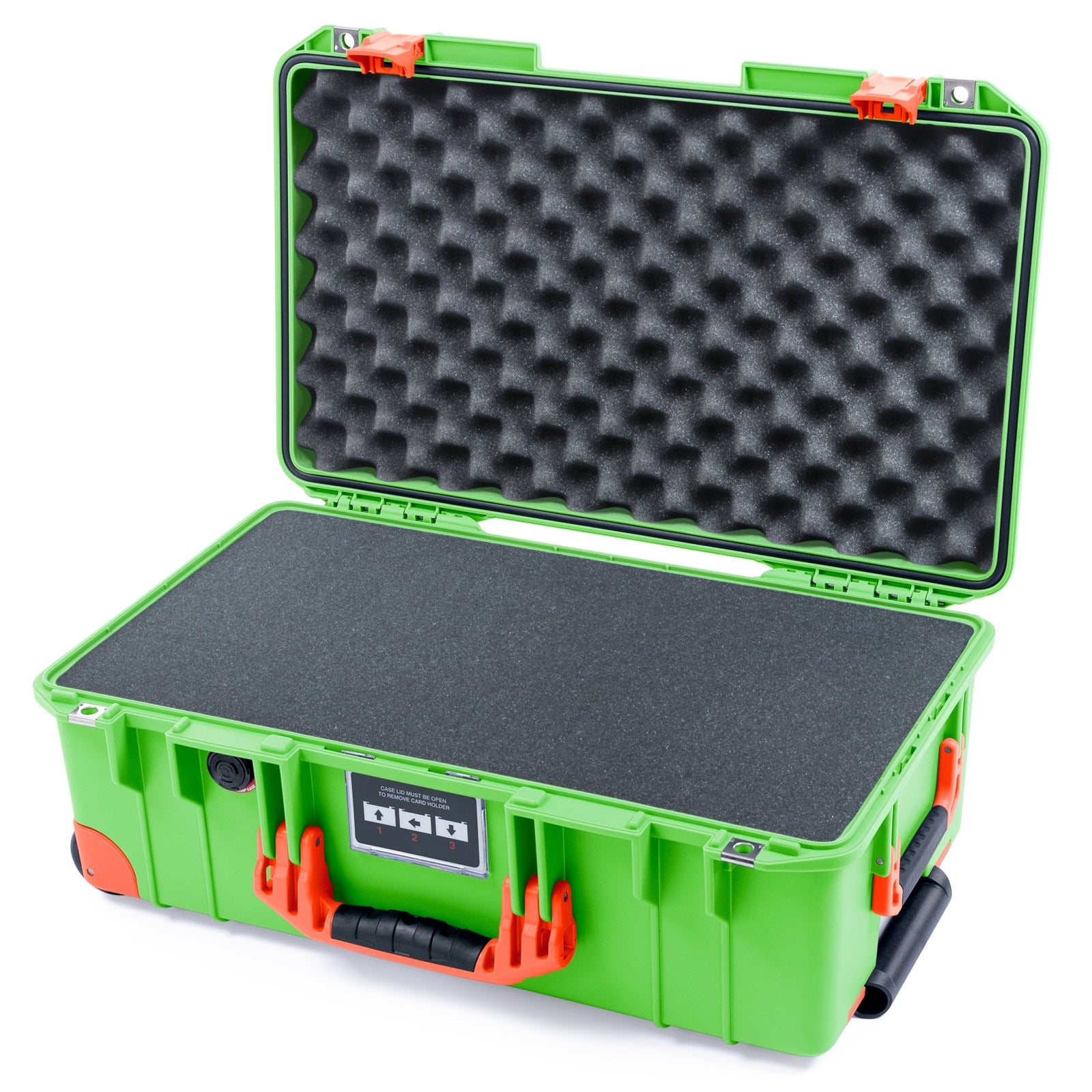 Pelican 1535 Air Carry - on Case - Lime Green & Orange Trolley - Pick & Pluck Foam / Convoluted Lid Foam