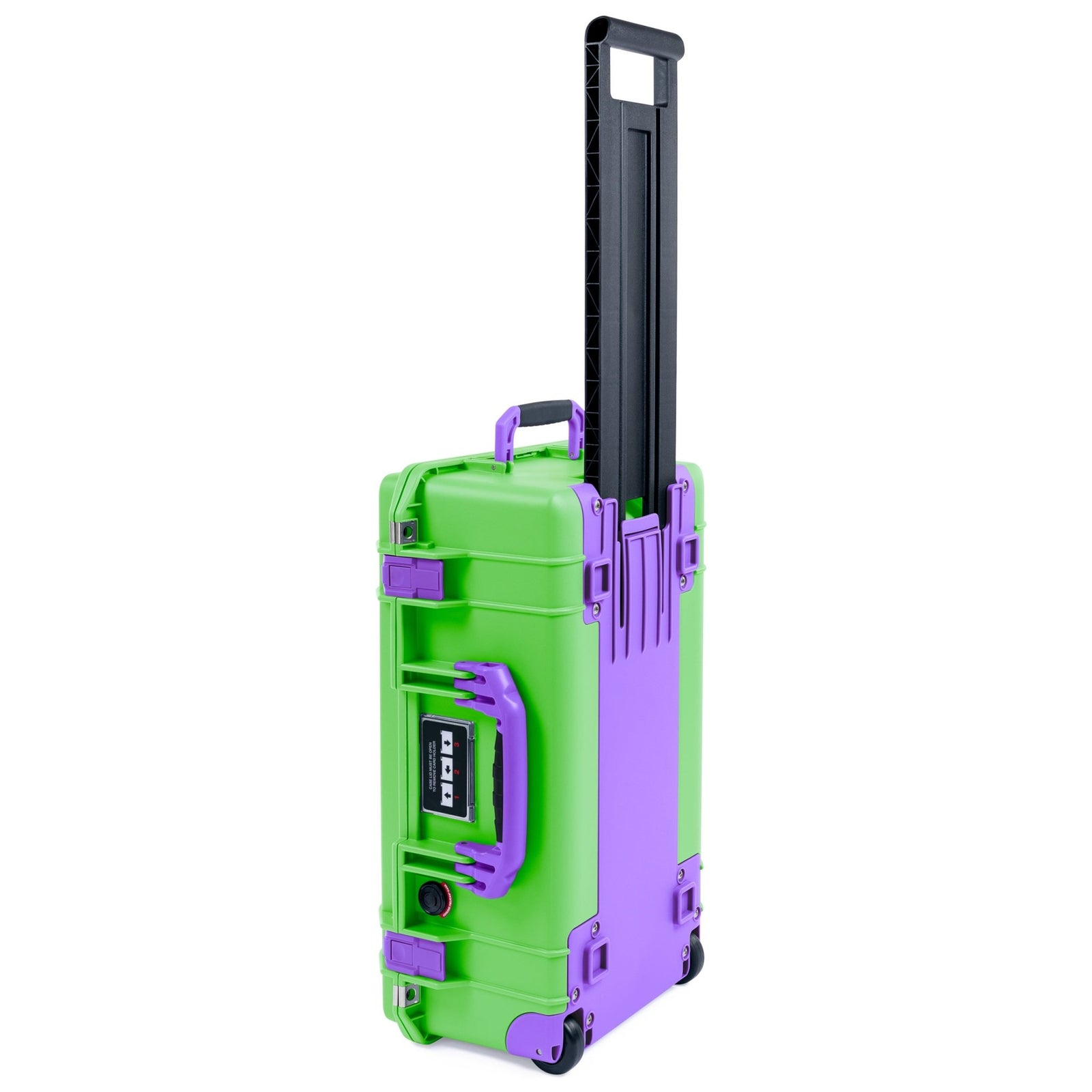 Pelican 1535 Air Carry-on Case - Lime Green & Purple Trolley - Trolley Upright View