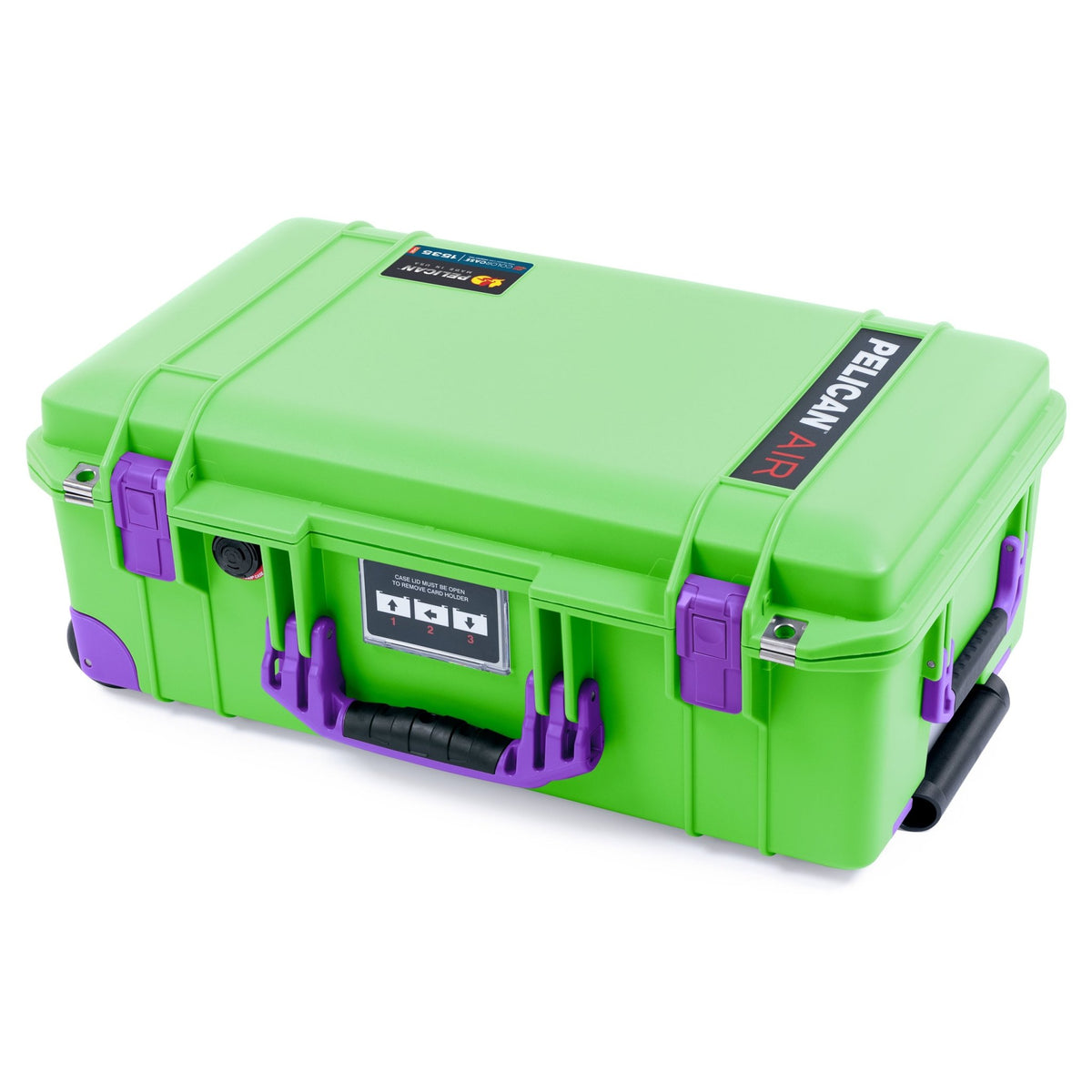Pelican 1535 Air Carry-on Case - Lime Green &amp; Purple Trolley - Closed