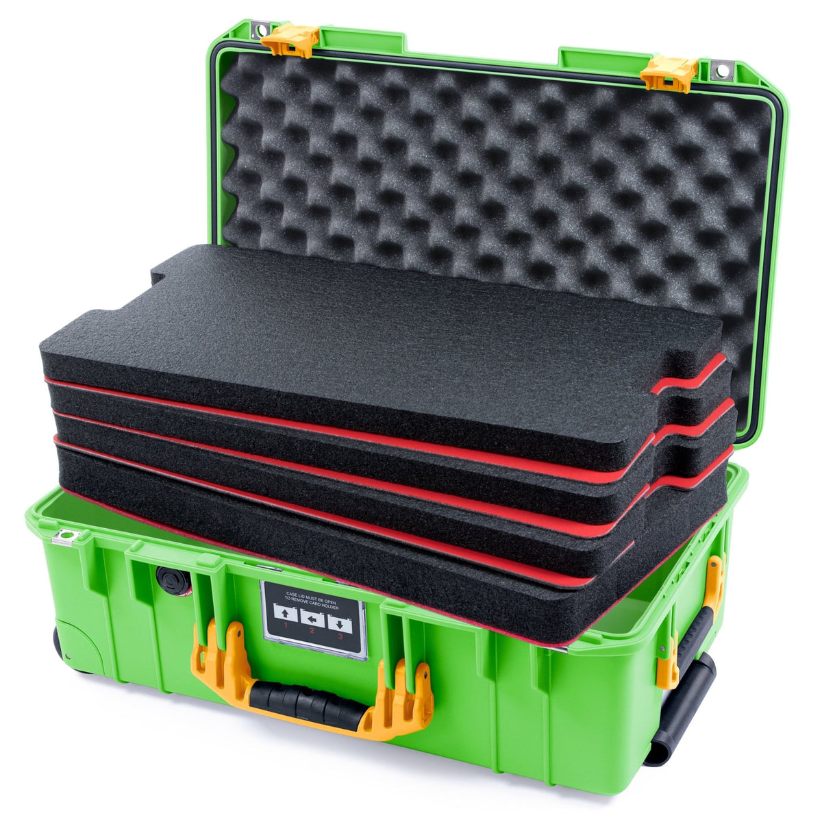 Pelican 1535 Air Carry - on Case - Lime Green &amp; Yellow - DIY Tool Foam Kit / Convoluted Lid Foam