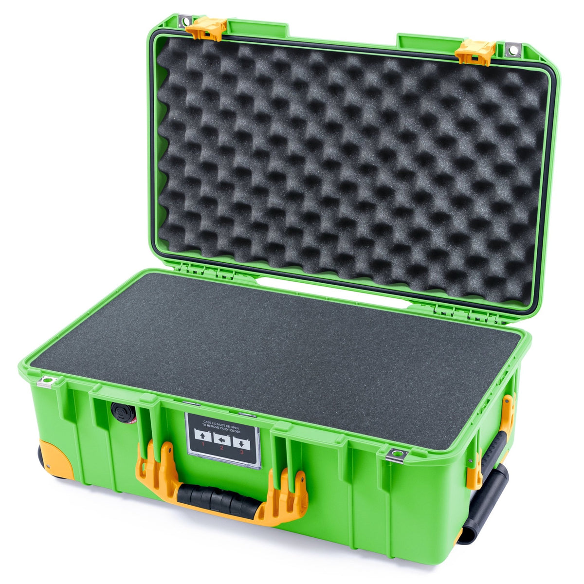 Pelican 1535 Air Carry-on Case - Lime Green & Yellow Trolley - Pick & Pluck Foam / Convoluted Lid Foam