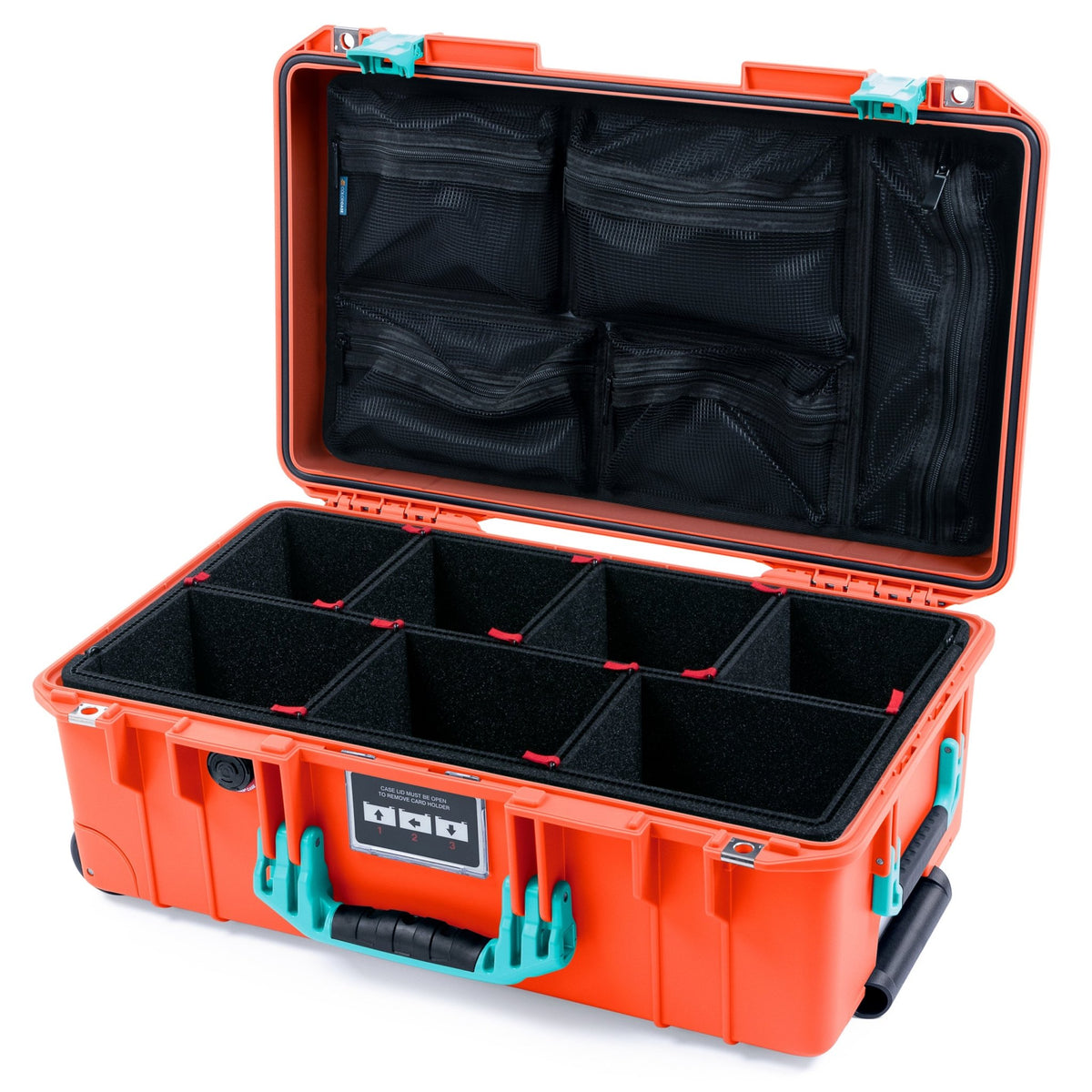 Pelican 1535 Air Carry - on Case - Orange &amp; Teal - TrekPak Divider System / Mesh Lid Organizer