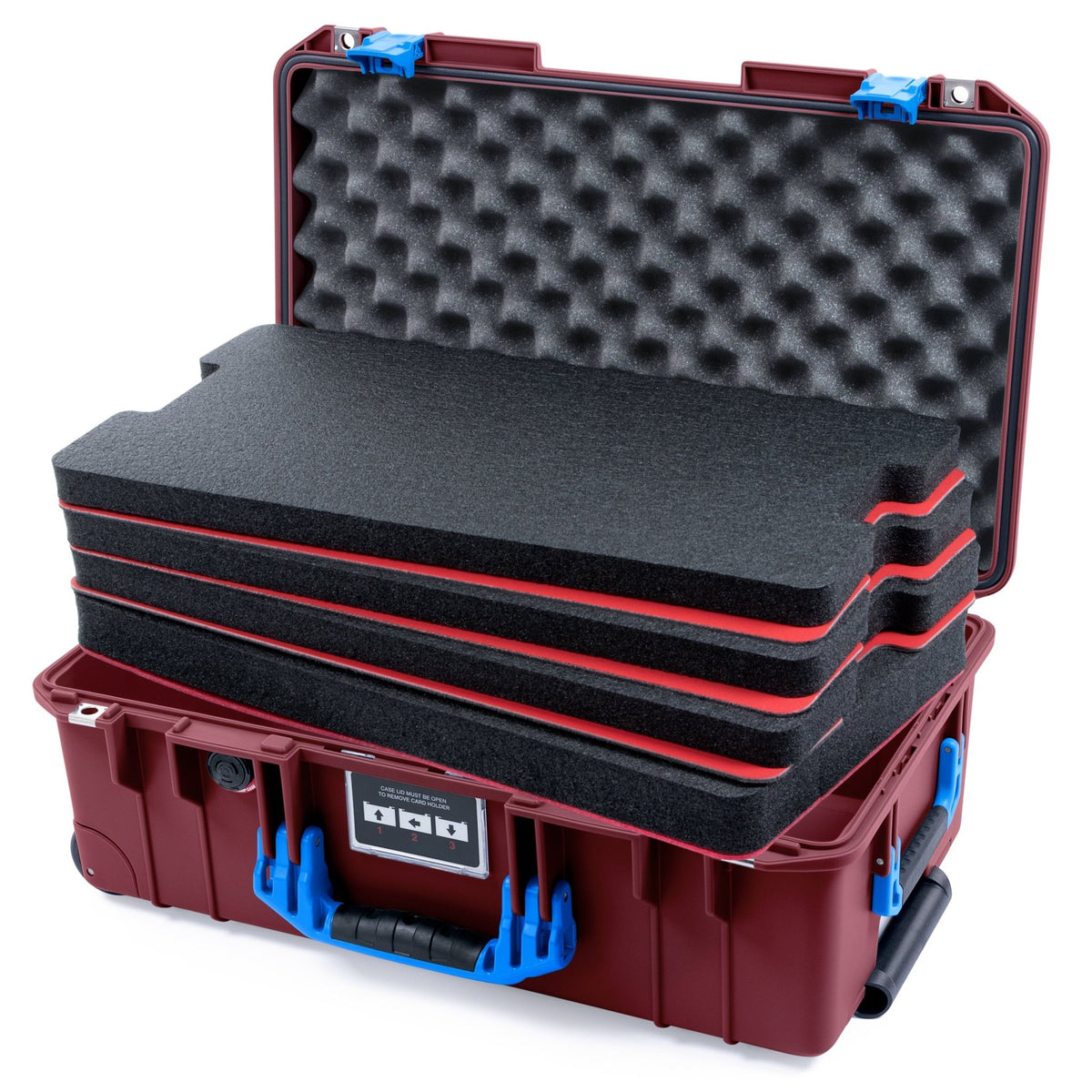 Pelican 1535 Air Carry-on Case - Oxblood &amp; Blue - DIY Tool Foam Kit / Convoluted Lid Foam