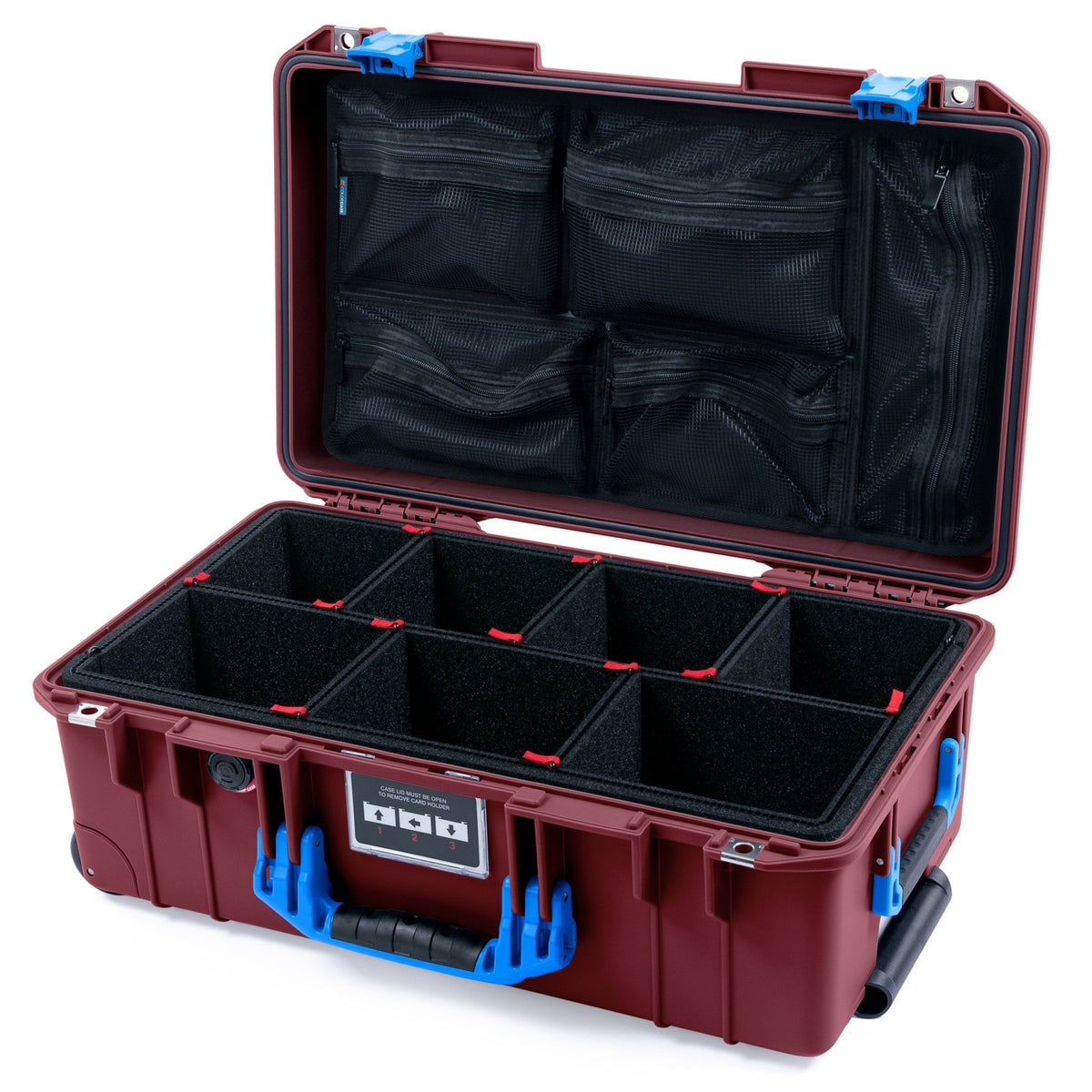 Pelican 1535 Air Carry-on Case - Oxblood &amp; Blue - TrekPak Divider System / Mesh Lid Organizer