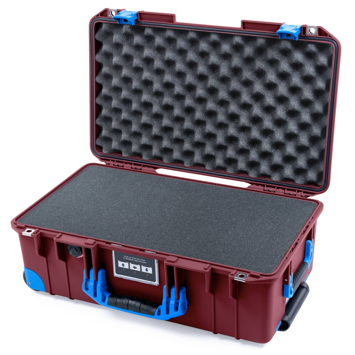 Pelican 1535 Air Carry-on Case - Oxblood &amp; Blue Trolley - Pick &amp; Pluck Foam / Convoluted Lid Foam