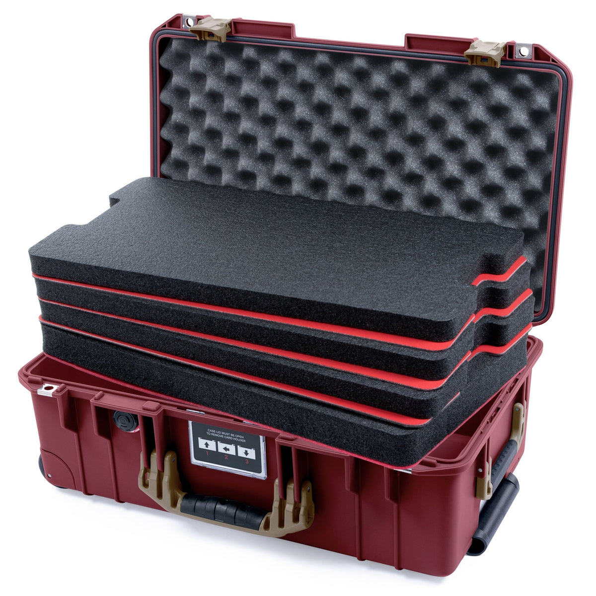 Pelican 1535 Air Carry-on Case - Oxblood &amp; Dark Desert Dirt - DIY Tool Foam Kit / Convoluted Lid Foam