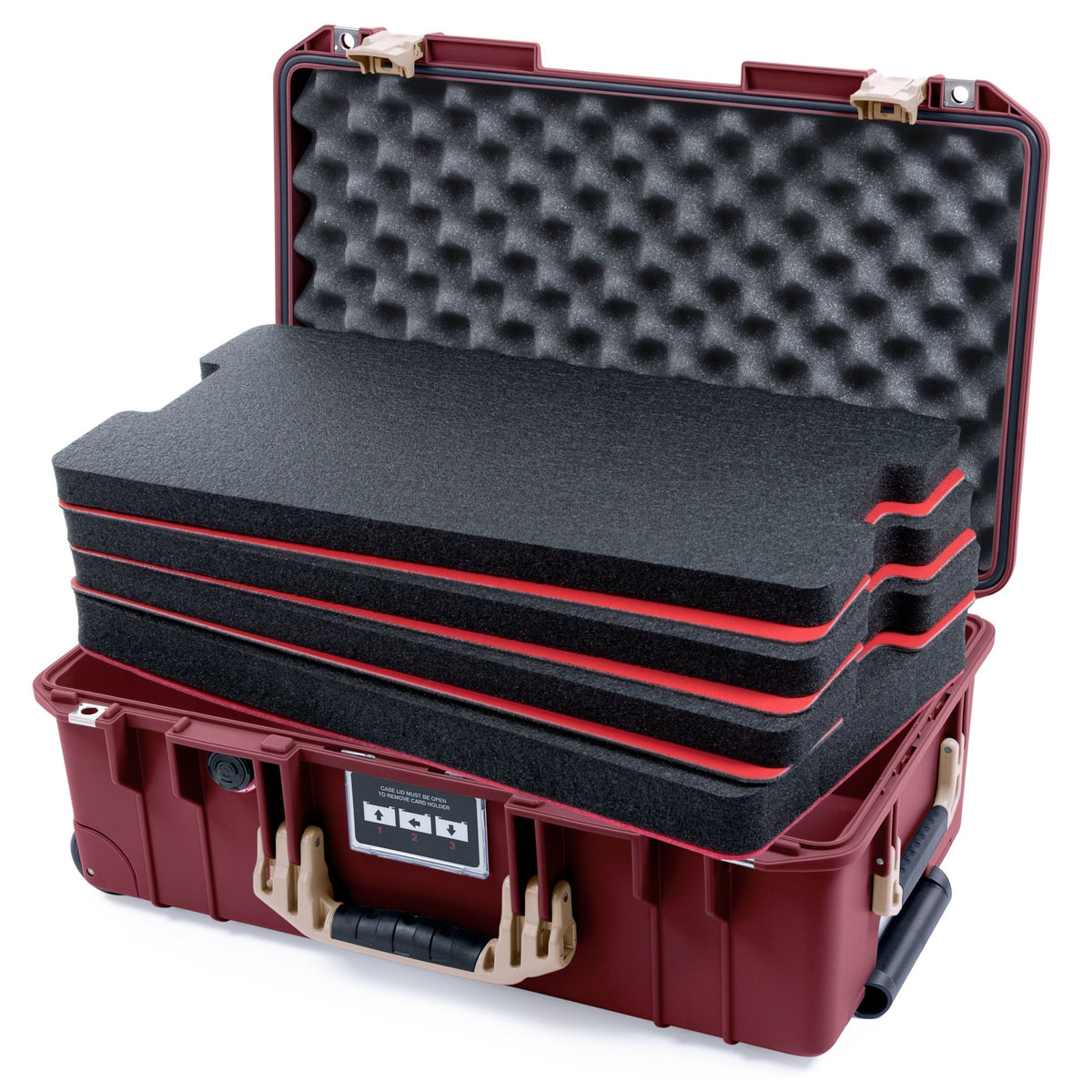 Pelican 1535 Air Carry-on Case - Oxblood &amp; Desert Tan - DIY Tool Foam Kit / Convoluted Lid Foam
