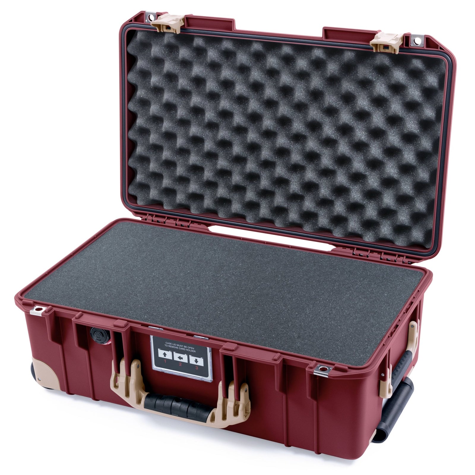 Pelican 1535 Air Carry-on Case - Oxblood & Desert Tan Trolley - Pick & Pluck Foam / Convoluted Lid Foam