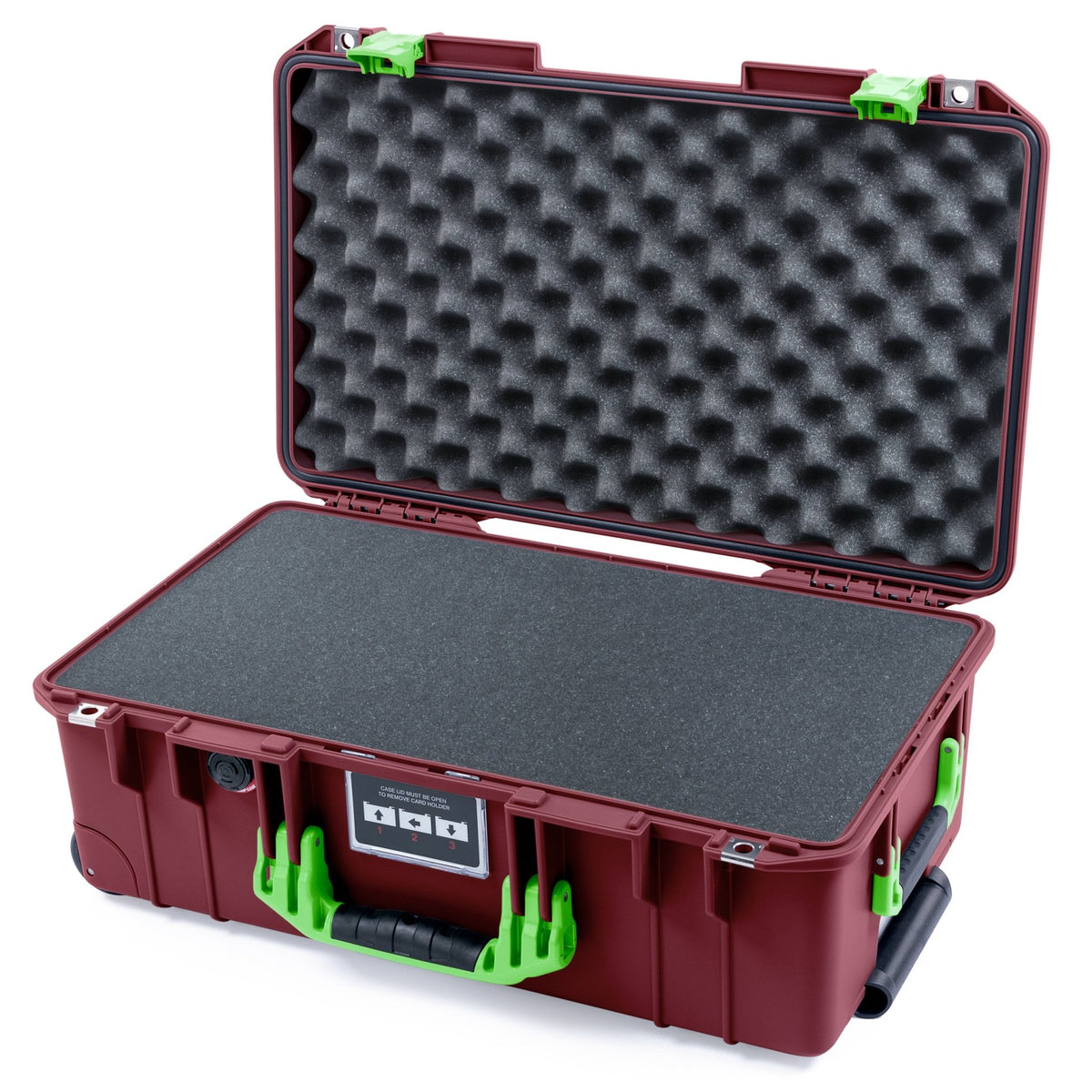 Pelican 1535 Air Carry-on Case - Oxblood &amp; Lime Green - Pick &amp; Pluck Foam / Convoluted Lid Foam