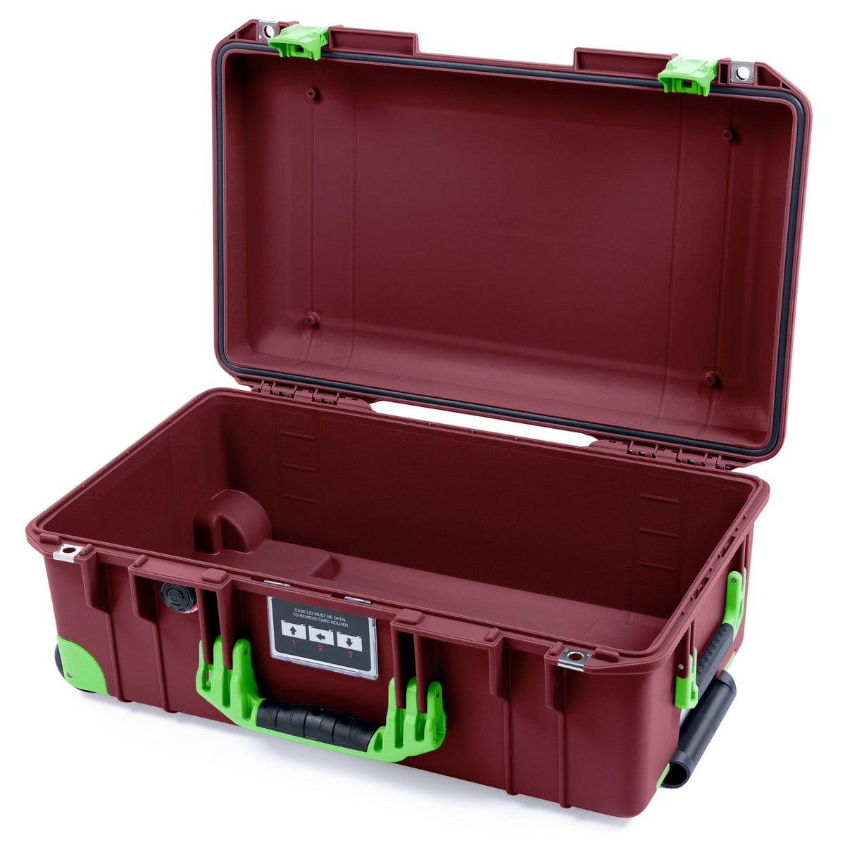 Pelican 1535 Air Carry-on Case - Oxblood &amp; Lime Green Trolley - Empty