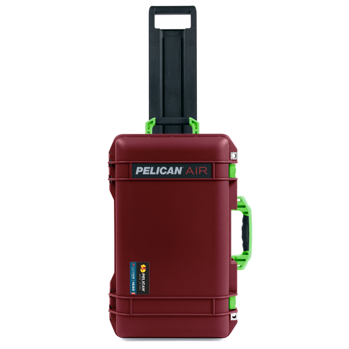 Pelican 1535 Air Carry-on Case - Oxblood &amp; Lime Green Trolley - Empty