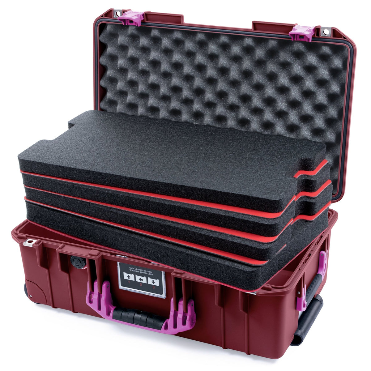 Pelican 1535 Air Carry-on Case - Oxblood &amp; Magenta - DIY Tool Foam Kit / Convoluted Lid Foam