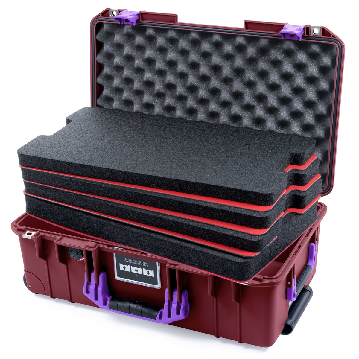 Pelican 1535 Air Carry - on Case - Oxblood &amp; Purple - DIY Tool Foam Kit / Convoluted Lid Foam