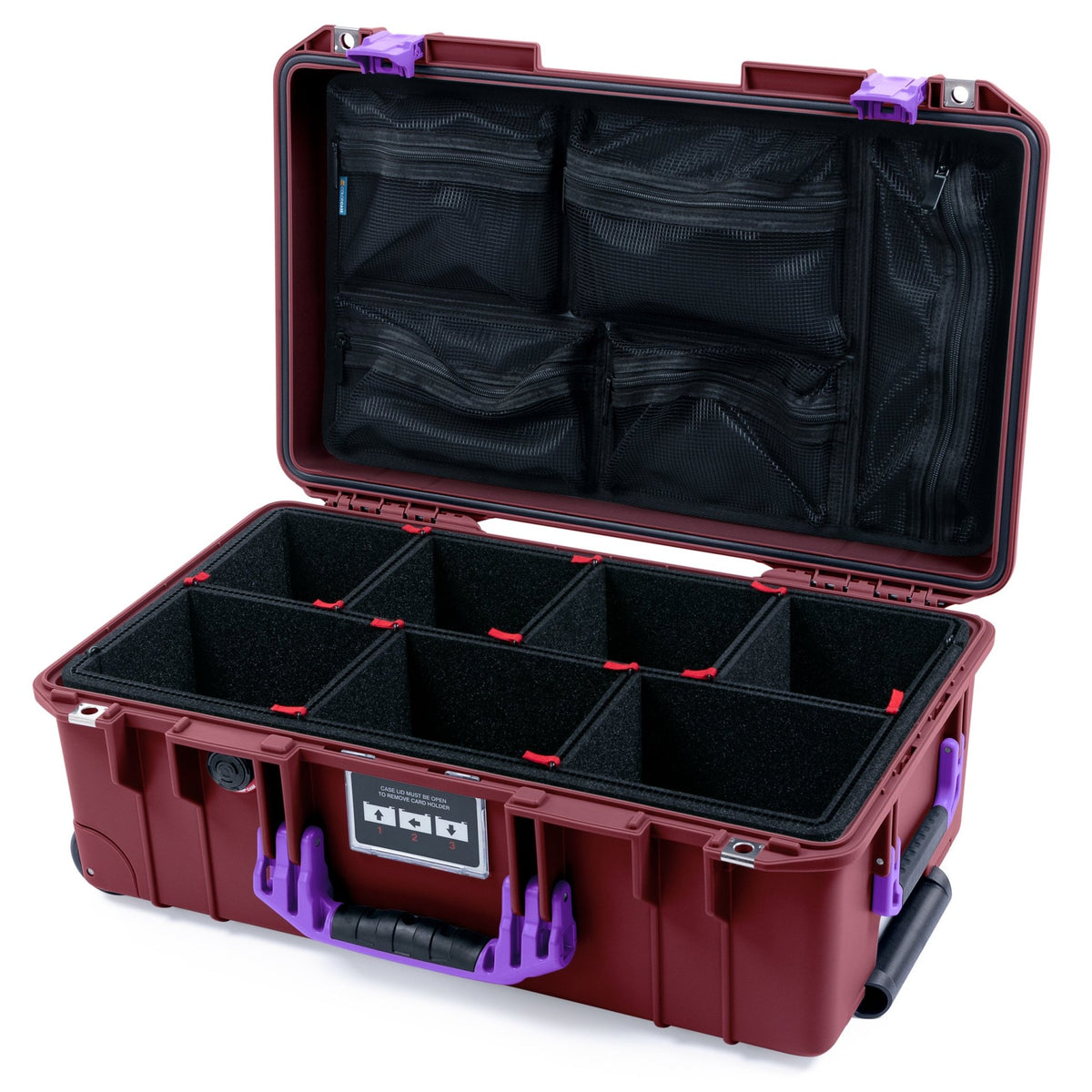 Pelican 1535 Air Carry - on Case - Oxblood &amp; Purple - TrekPak Divider System / Mesh Lid Organizer