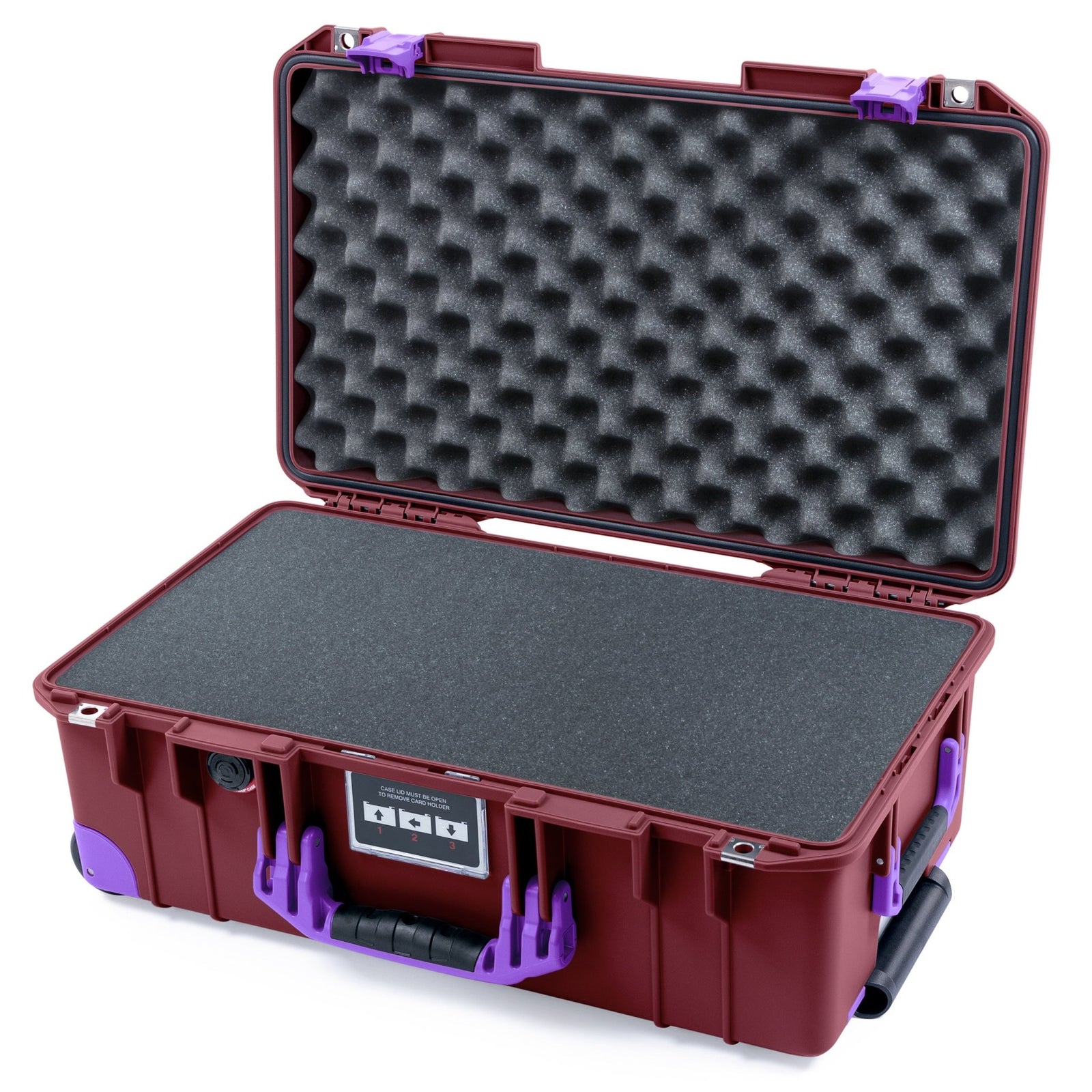 Pelican 1535 Air Carry - on Case - Oxblood & Purple Trolley - Pick & Pluck Foam / Convoluted Lid Foam