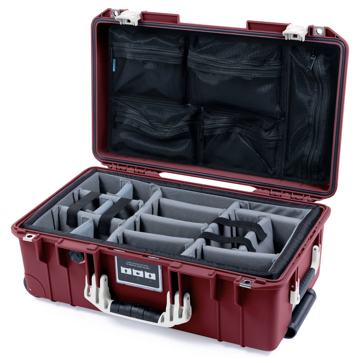 Pelican 1535 Air Carry - on Case - Oxblood &amp; Whiteout - Padded Microfiber Dividers / Mesh Lid Organizer
