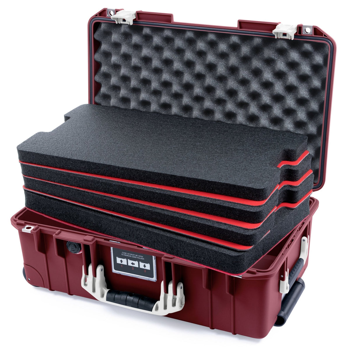 Pelican 1535 Air Carry - on Case - Oxblood &amp; Whiteout - DIY Tool Foam Kit / Convoluted Lid Foam