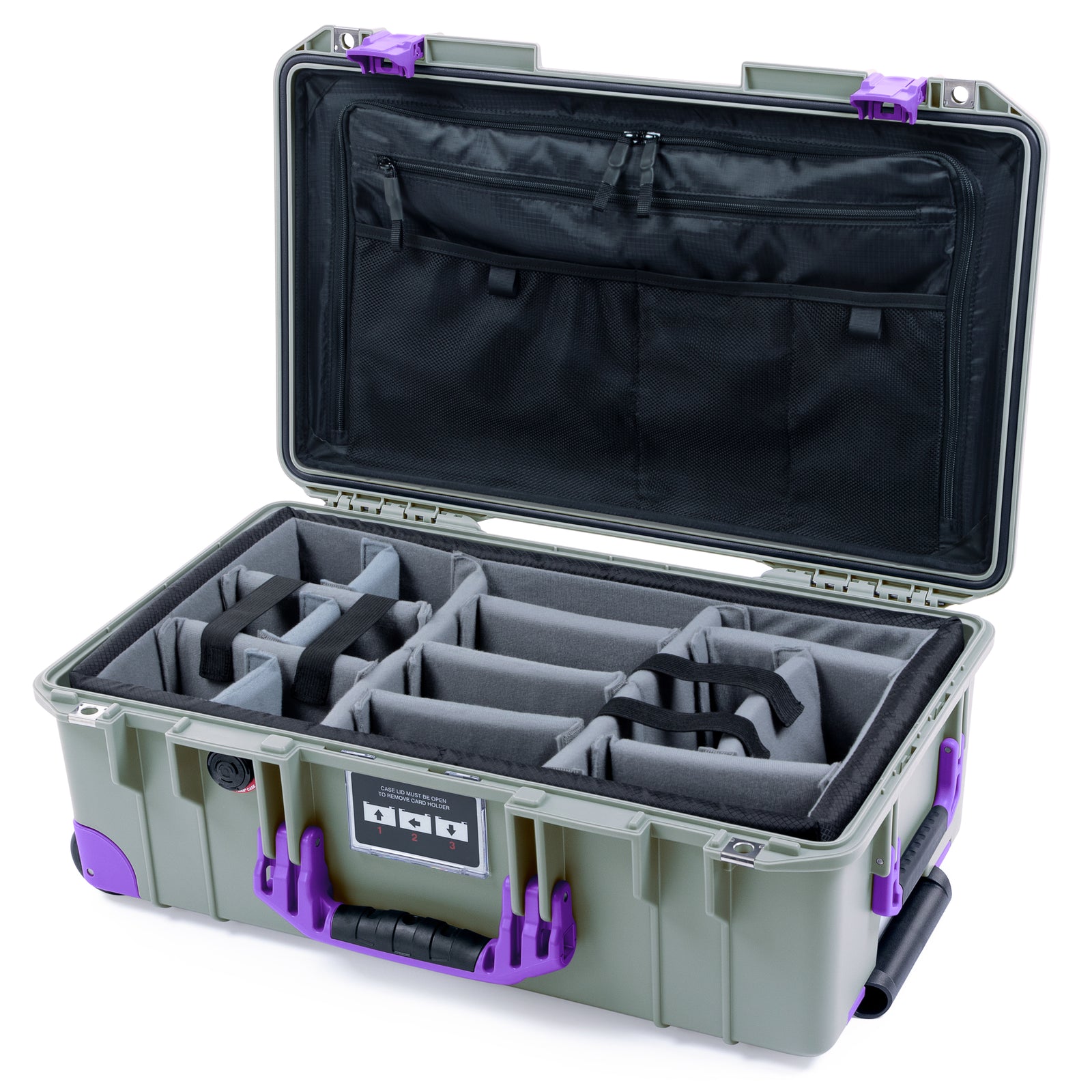 Pelican 1535 Air Carry-on Case - Sage & Purple Trolley