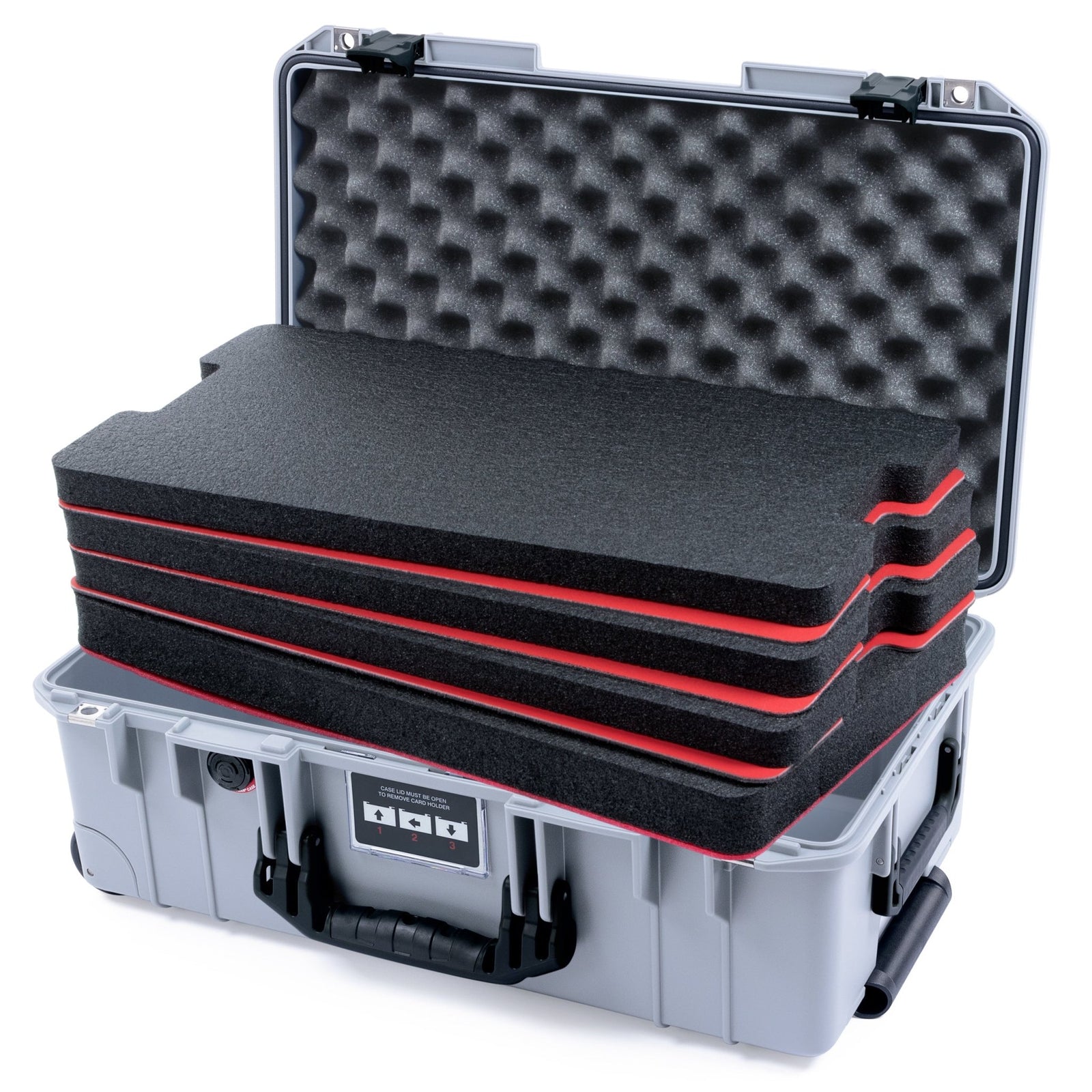 Pelican 1535 Air Carry - on Case - Silver & Black - DIY Tool Foam Kit / Convoluted Lid Foam