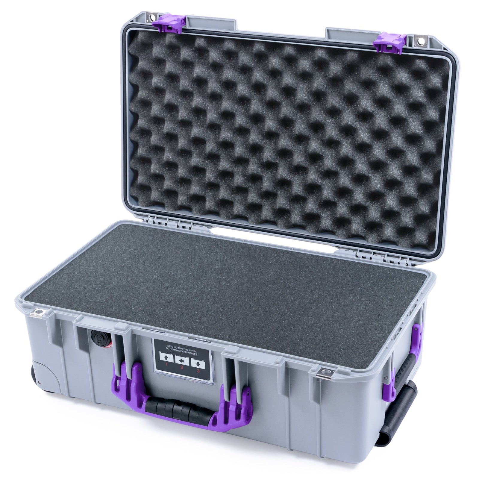 Pelican 1535 Air Carry - on Case - Silver & Purple - Pick & Pluck Foam / Convoluted Lid Foam