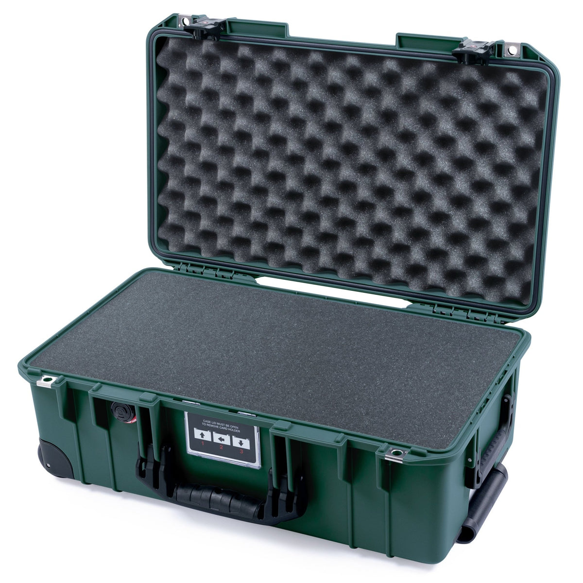 Pelican 1535 Air Carry - on Case - Trekking Green &amp; Black TSA Latches + Trolley - Pick &amp; Pluck Foam / Convoluted Lid Foam