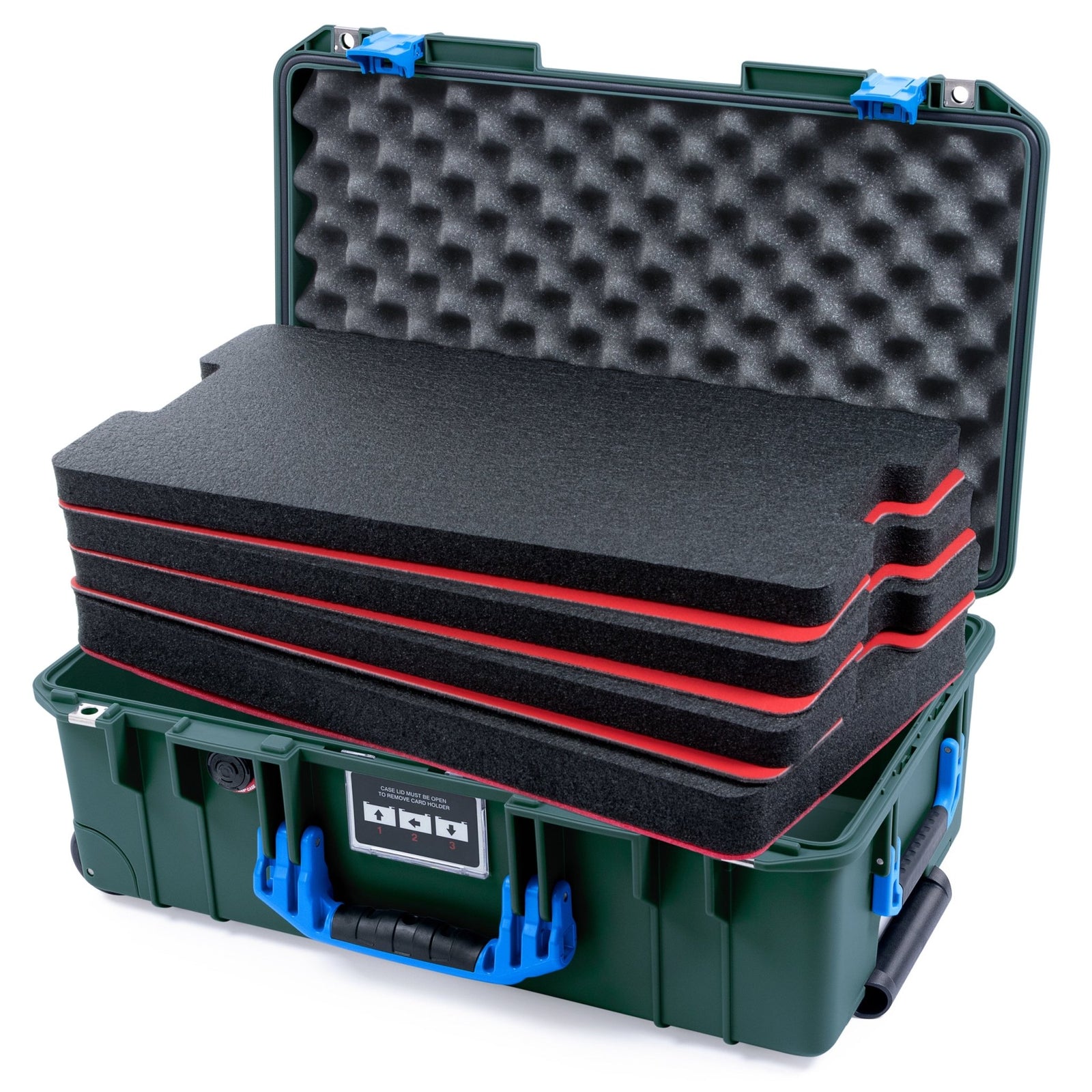 Pelican 1535 Air Carry-on Case - Trekking Green & Blue - DIY Tool Foam Kit / Convoluted Lid Foam