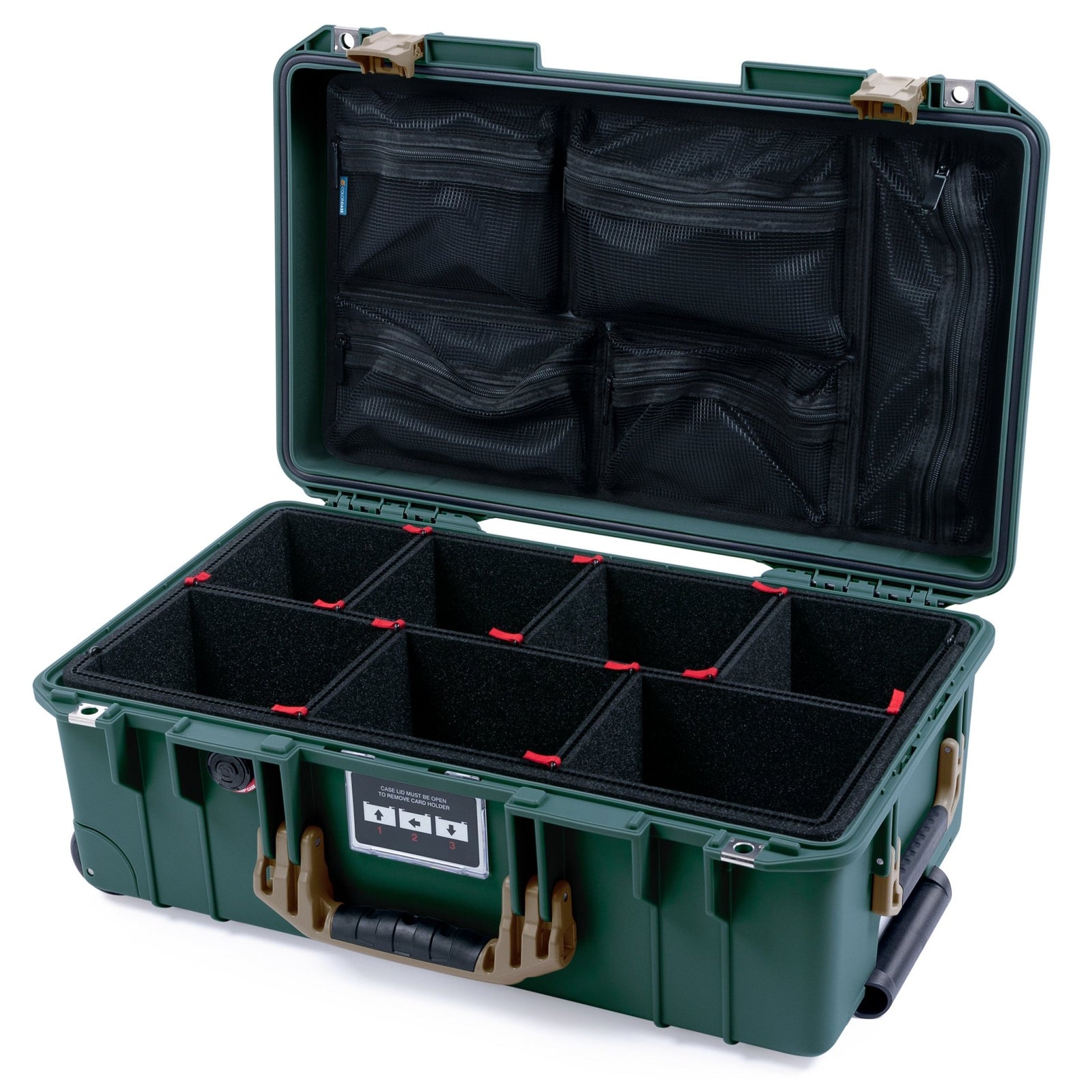 Pelican 1535 Air Carry - on Case - Trekking Green & Dark Desert Dirt - TrekPak Divider System / Mesh Lid Organizer