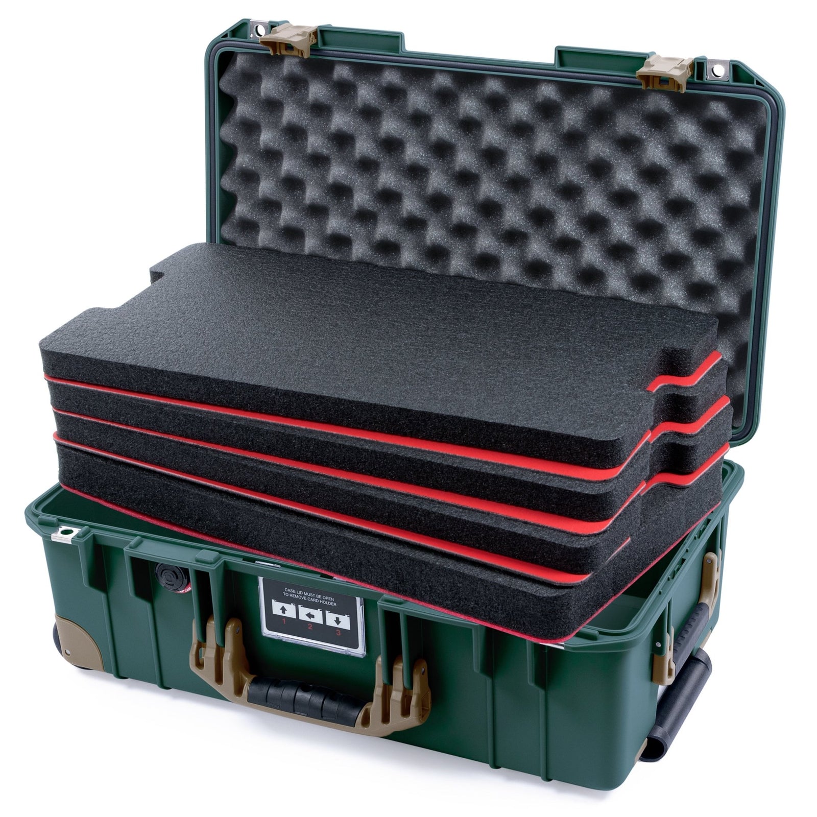 Pelican 1535 Air Carry - on Case - Trekking Green & Dark Desert Dirt Trolley - DIY Tool Foam Kit / Convoluted Lid Foam