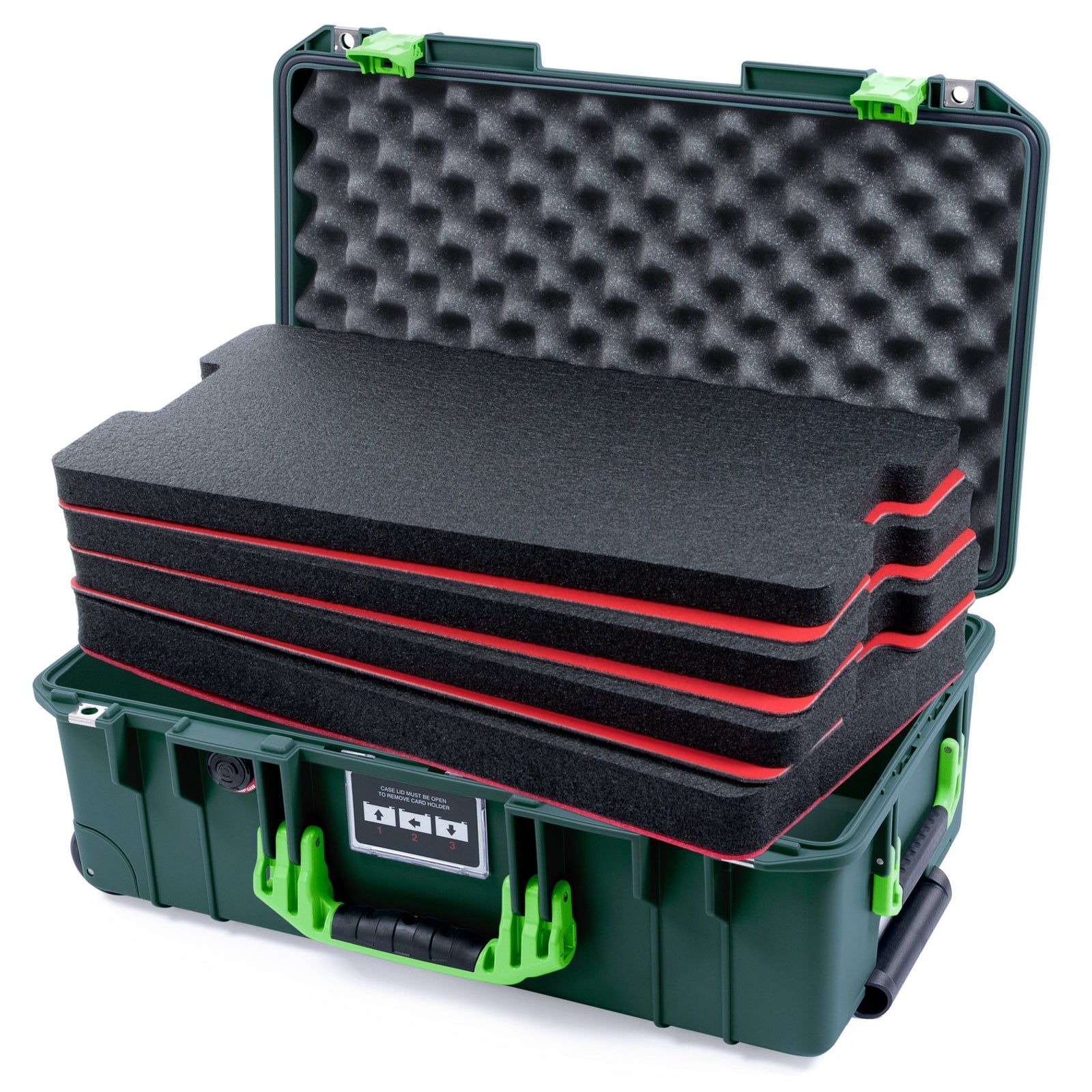 Pelican 1535 Air Carry-on Case - Trekking Green & Lime Green - DIY Tool Foam Kit / Convoluted Lid Foam