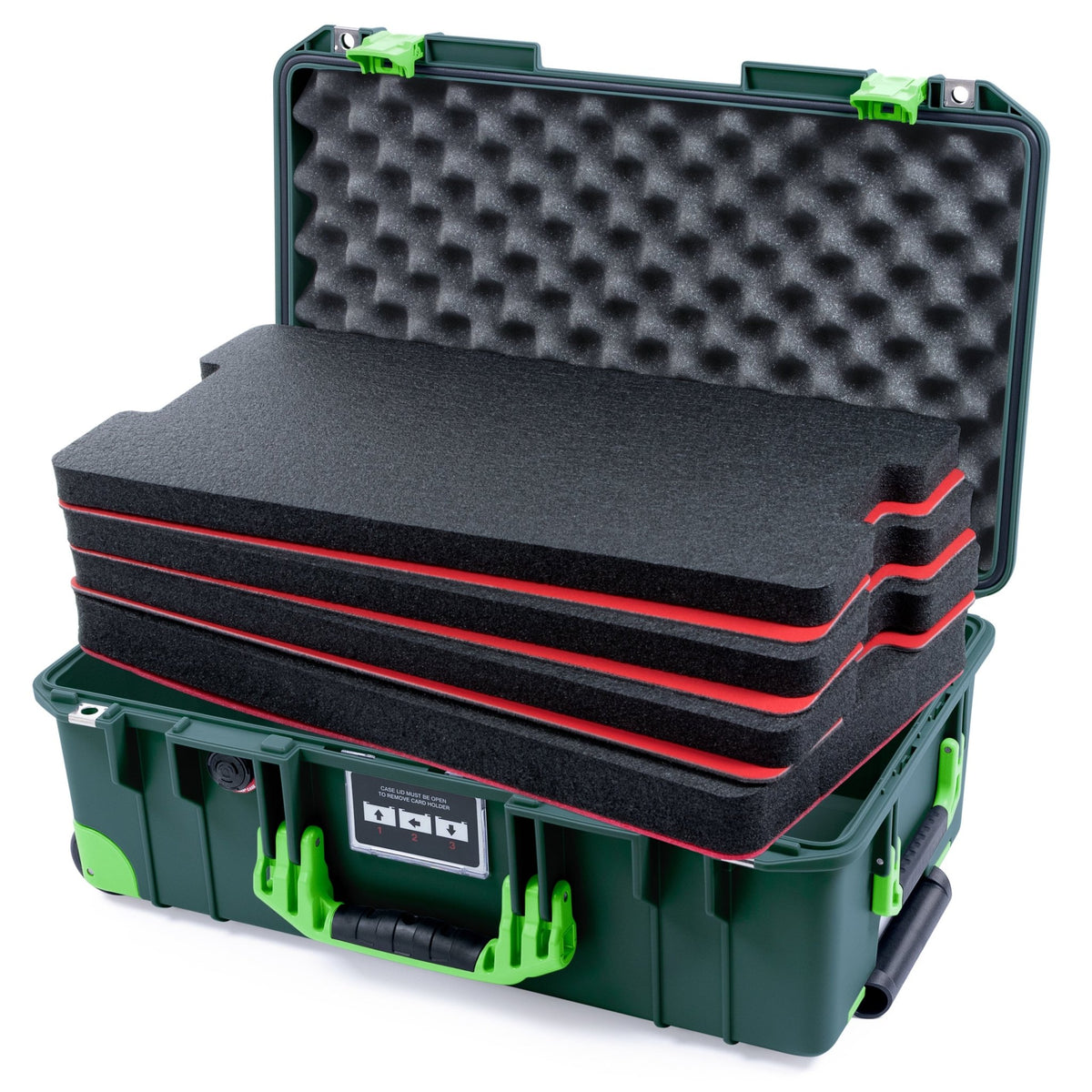 Pelican 1535 Air Carry - on Case - Trekking Green &amp; Lime Green Trolley - DIY Tool Foam Kit / Convoluted Lid Foam