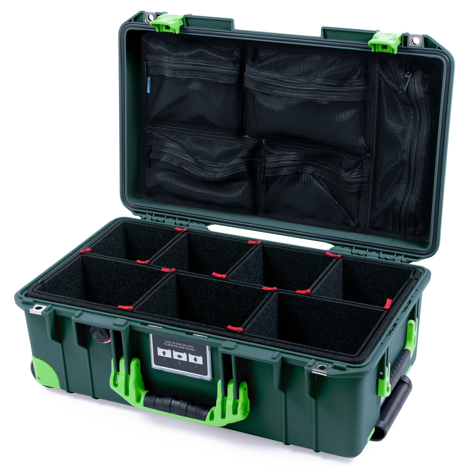 Pelican 1535 Air Carry-on Case - Trekking Green & Lime Green Trolley - TrekPak Divider System / Mesh Lid Organizer