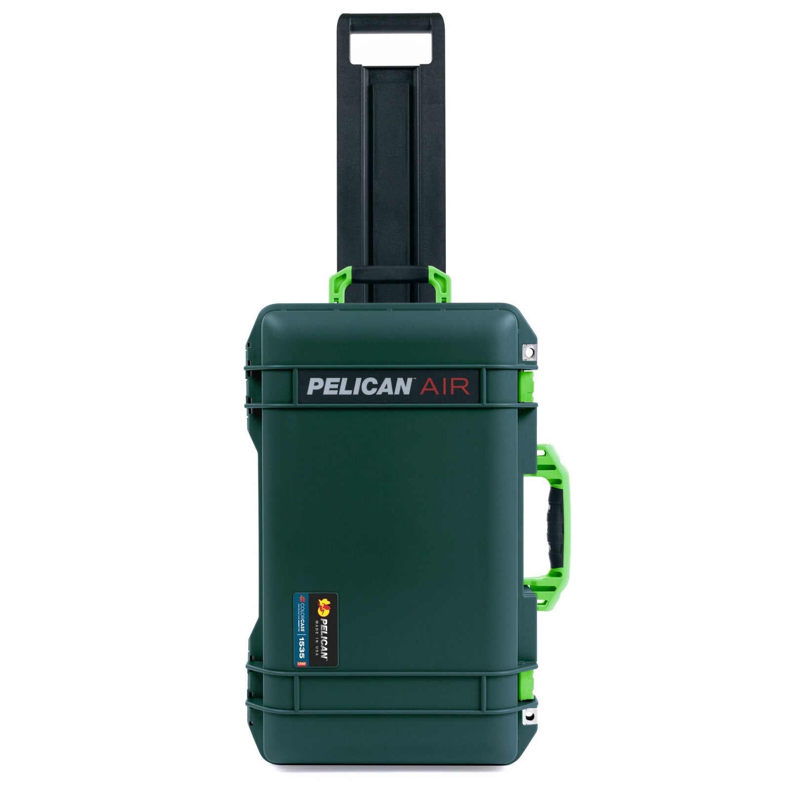 Pelican 1535 Air Carry-on Case - Trekking Green & Lime Green Trolley - Front View