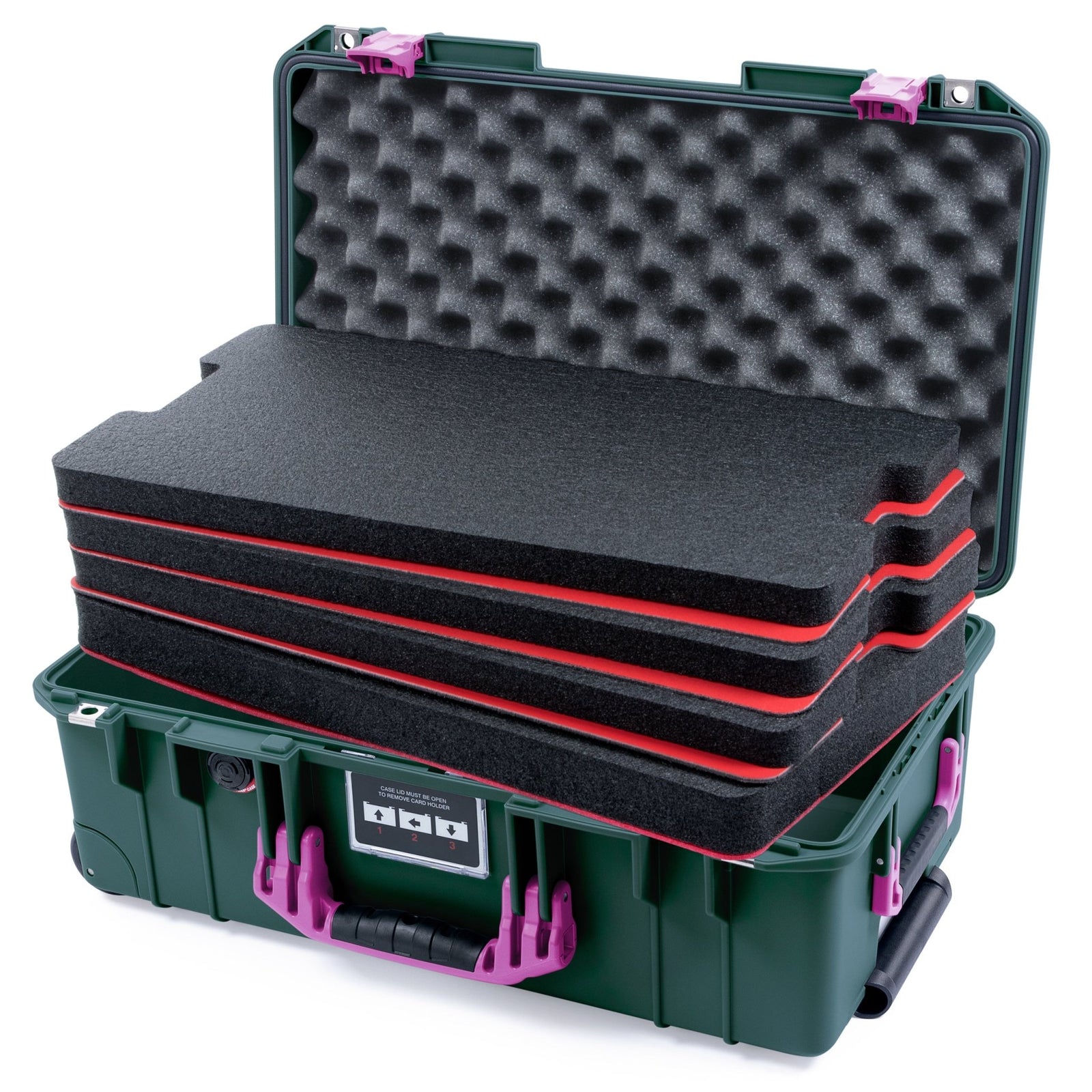 Pelican 1535 Air Carry-on Case - Trekking Green & Magenta - DIY Tool Foam Kit / Convoluted Lid Foam