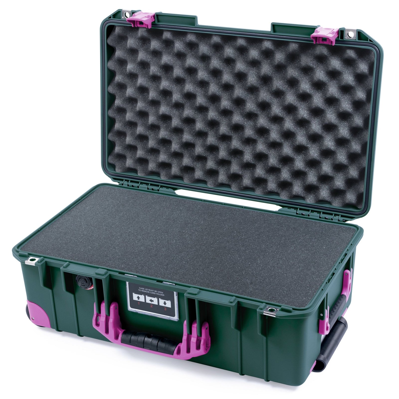 Pelican 1535 Air Carry - on Case - Trekking Green & Magenta Trolley - Pick & Pluck Foam / Convoluted Lid Foam