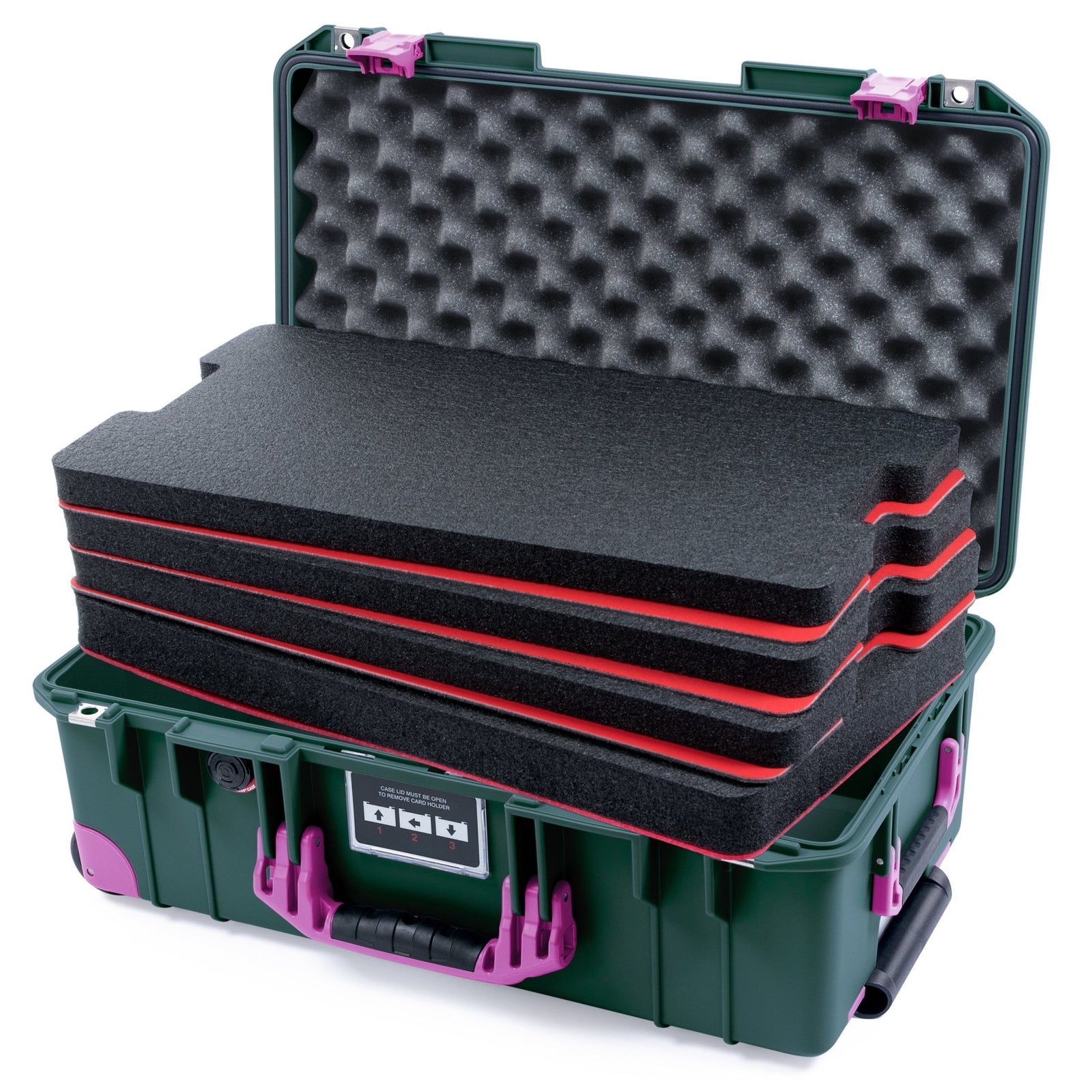 Pelican 1535 Air Carry - on Case - Trekking Green & Magenta Trolley - DIY Tool Foam Kit / Convoluted Lid Foam