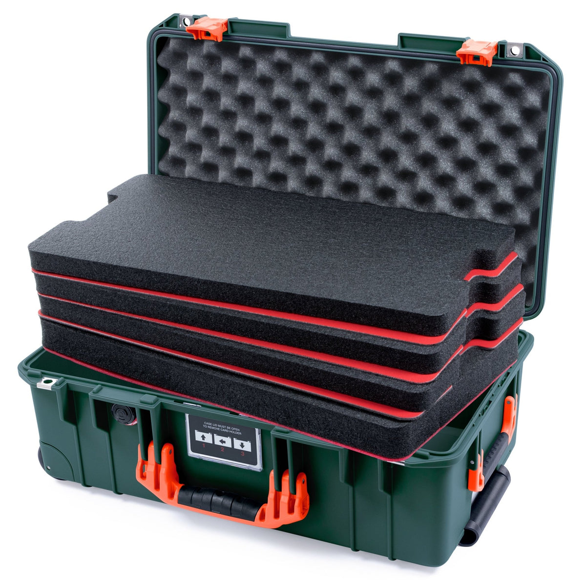 Pelican 1535 Air Carry - on Case - Trekking Green &amp; Orange - DIY Tool Foam Kit / Convoluted Lid Foam