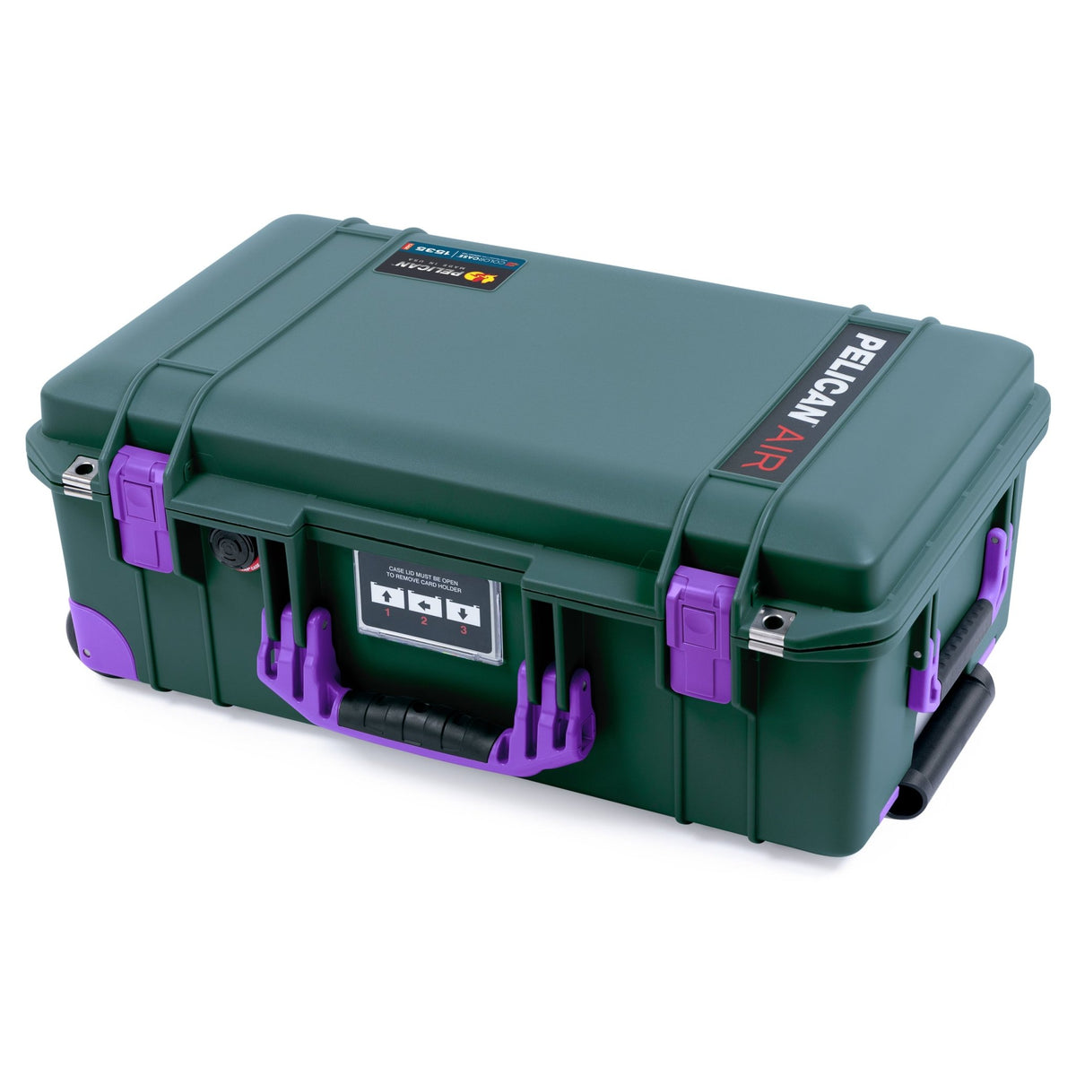 Pelican 1535 Air Carry-on Case in Trekking Green with Purple Trolley