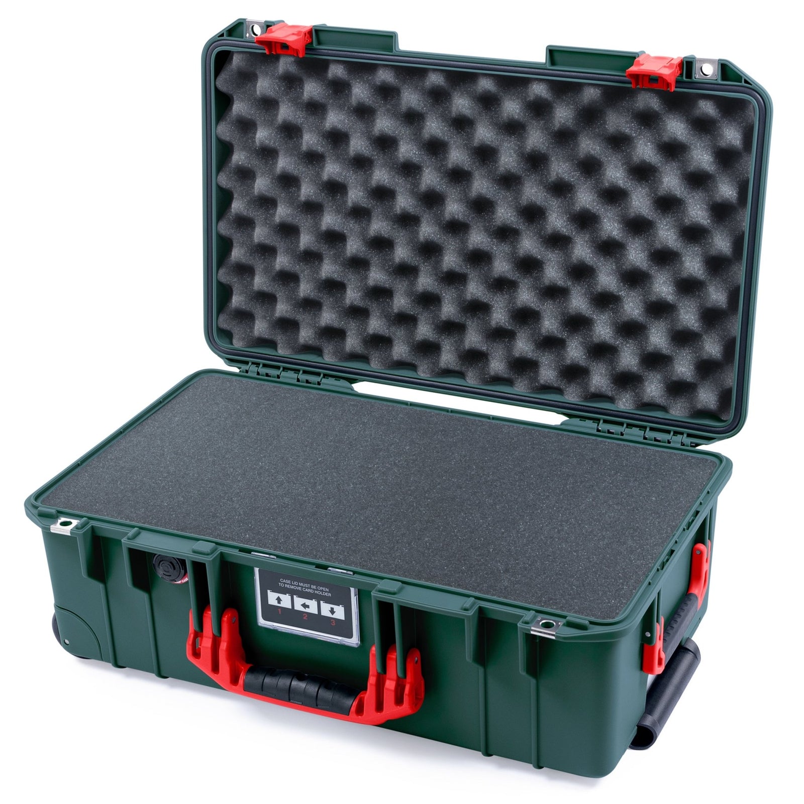 Pelican 1535 Air Carry-on Case - Trekking Green & Red - Pick & Pluck Foam / Convoluted Lid Foam