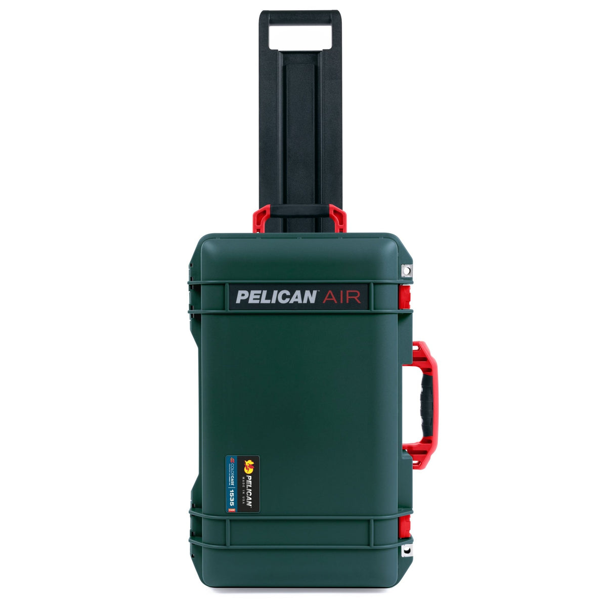 Pelican 1535 Air Carry-on Case - Trekking Green &amp; Red Trolley - Front