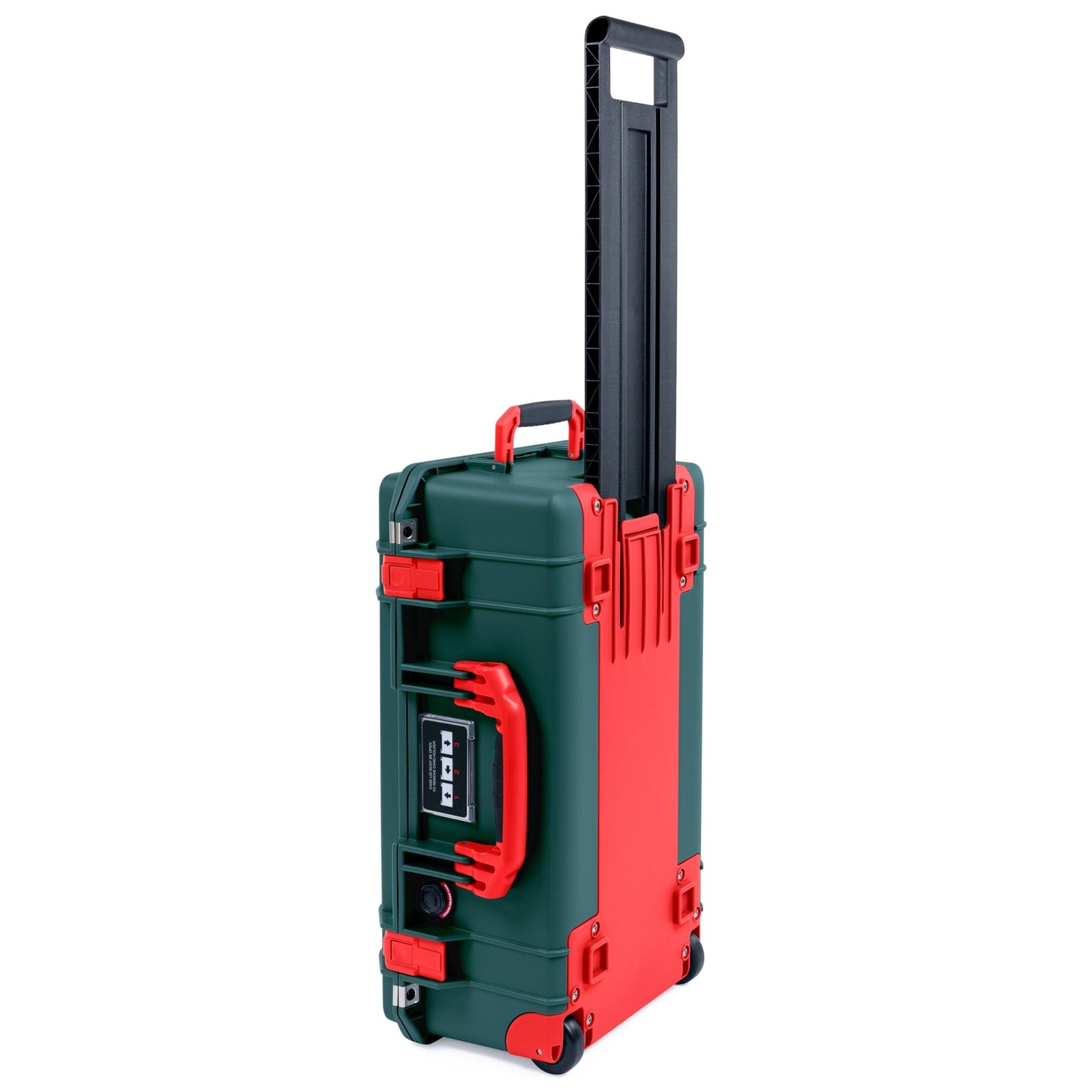 Pelican 1535 Air Carry-on Case - Trekking Green & Red Handles, Latches, and Trolley