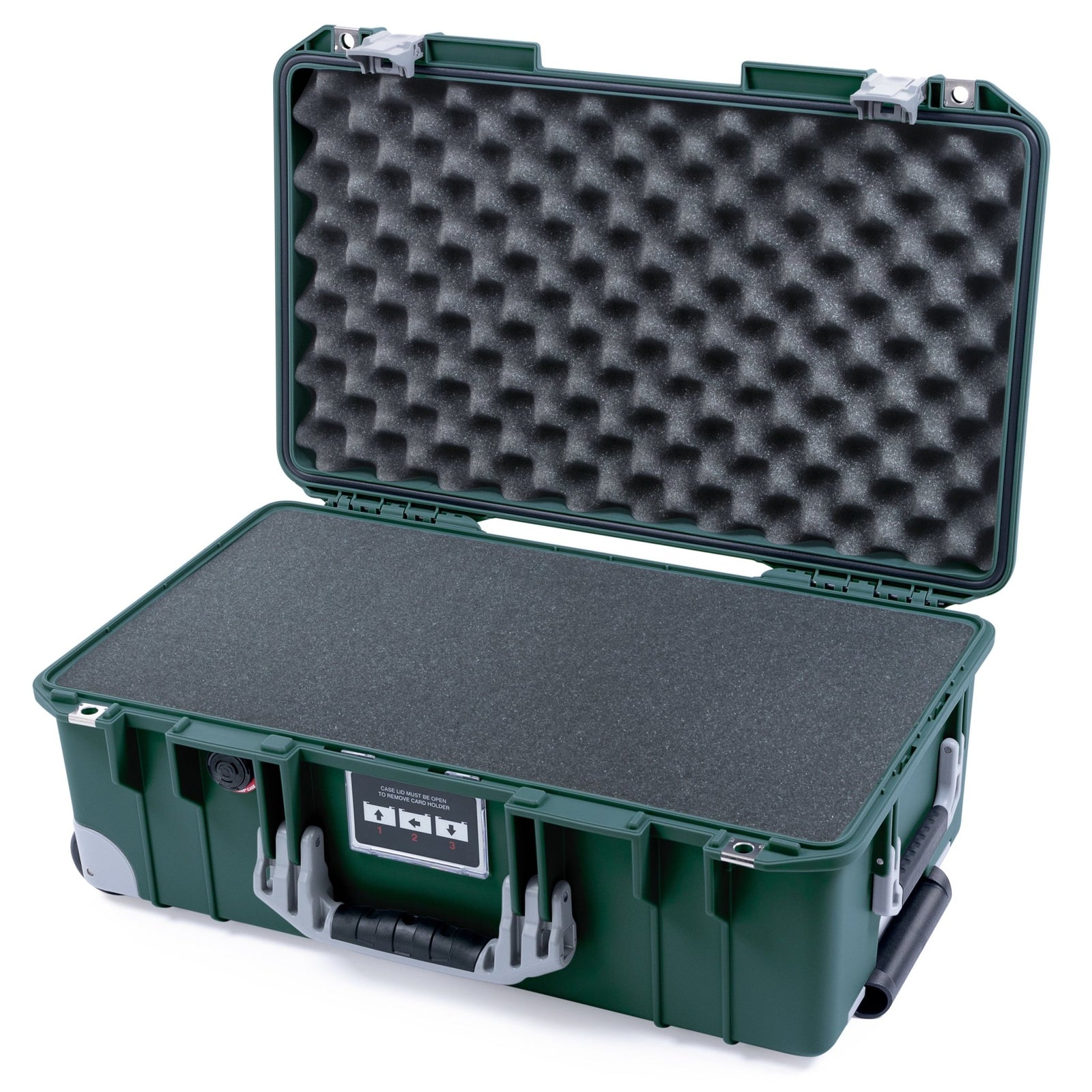 Pelican 1535 Air Carry-on Case - Trekking Green & Silver Trolley - Pick & Pluck Foam / Convoluted Lid Foam