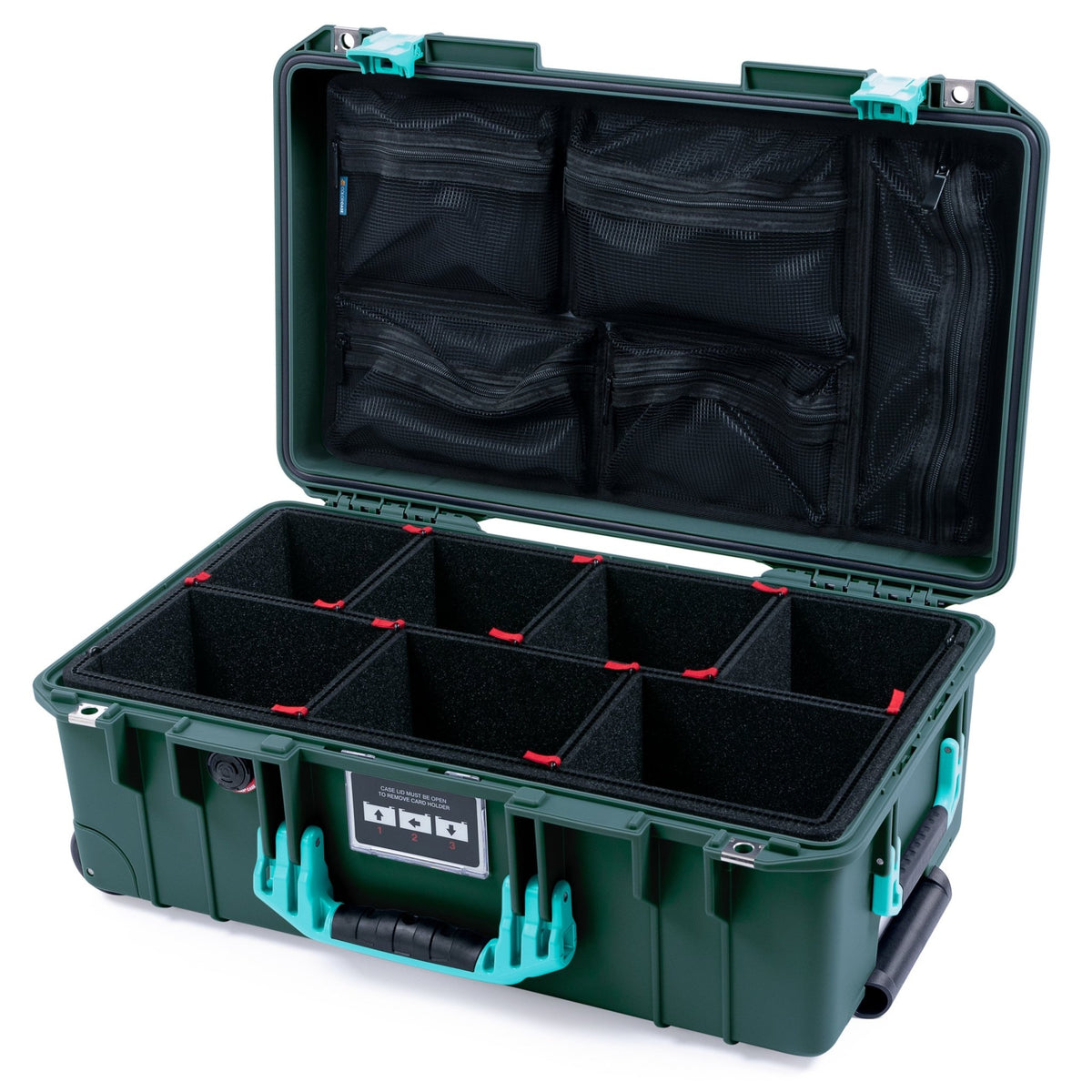 Pelican 1535 Air Carry-on Case - Trekking Green & Teal - TrekPak Divider System / Mesh Lid Organizer
