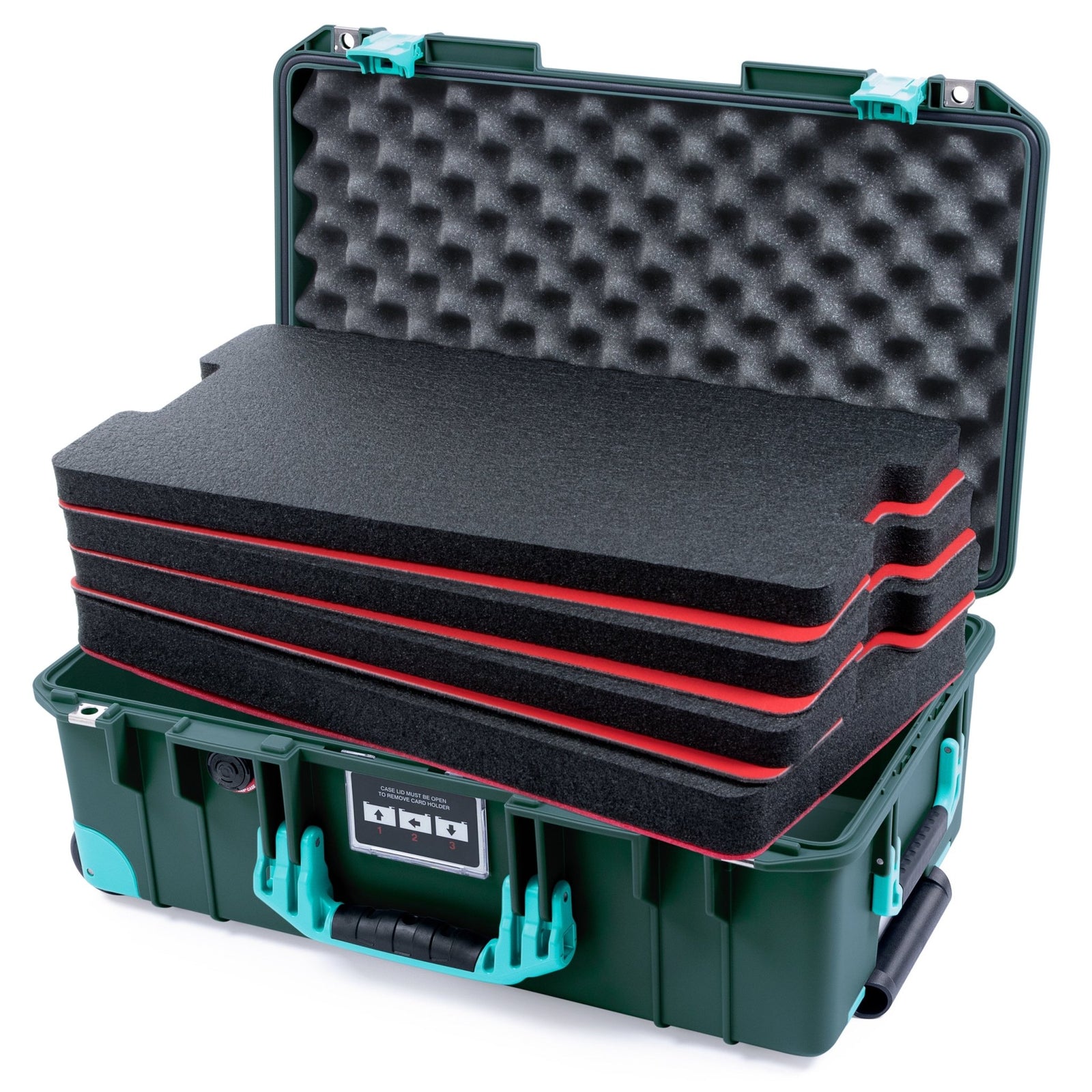 Pelican 1535 Air Carry-on Case - Trekking Green & Teal Trolley - DIY Tool Foam Kit / Convoluted Lid Foam