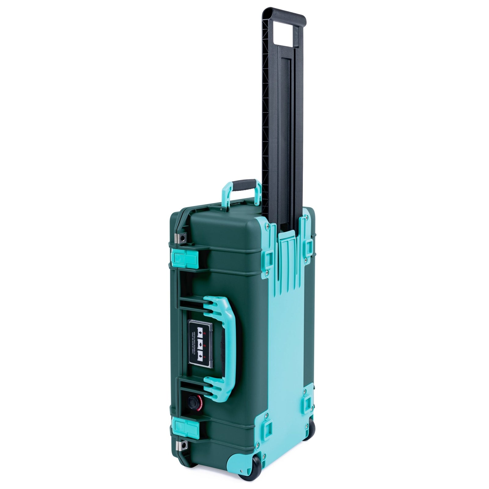 Pelican 1535 Air Carry-on Case in Trekking Green with Teal Handles, Latches, and Trolley