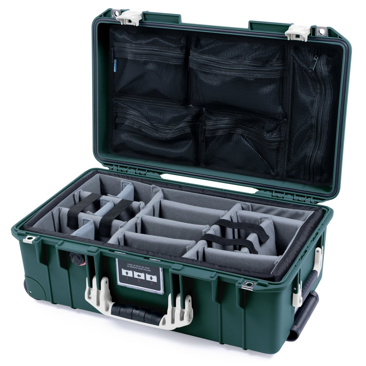Pelican 1535 Air Carry - on Case - Trekking Green &amp; Whiteout - Padded Microfiber Dividers / Mesh Lid Organizer