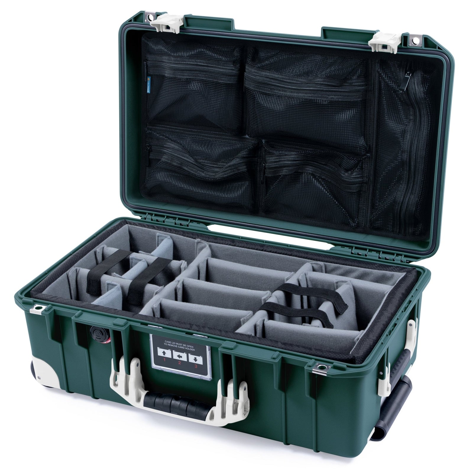 Pelican 1535 Air Carry - on Case - Trekking Green & Whiteout Trolley - Padded Microfiber Dividers / Mesh Lid Organizer