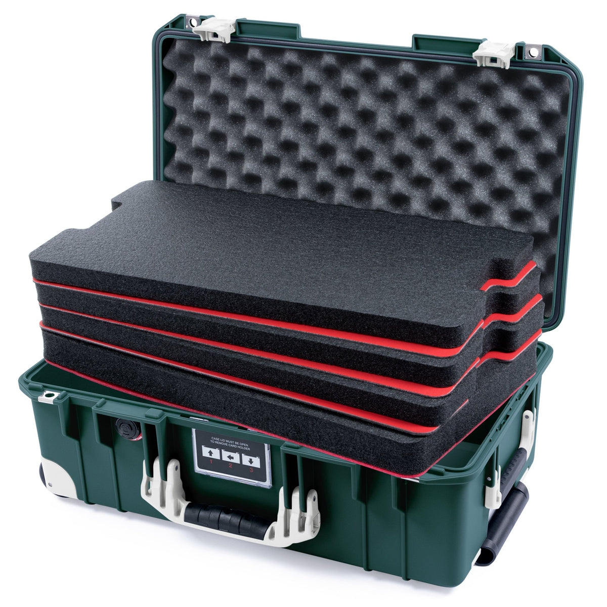 Pelican 1535 Air Carry - on Case - Trekking Green &amp; Whiteout Trolley - DIY Tool Foam Kit / Convoluted Lid Foam