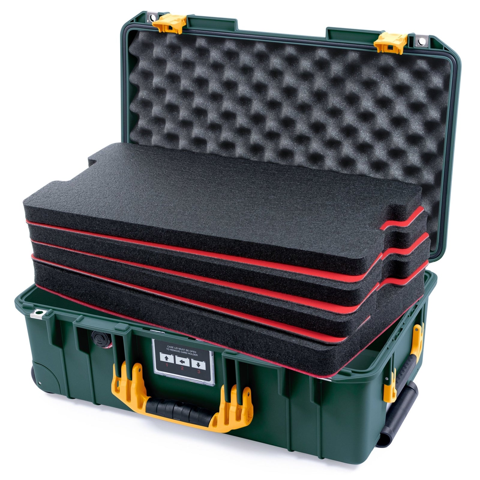 Pelican 1535 Air Carry - on Case - Trekking Green & Yellow - DIY Tool Foam Kit / Convoluted Lid Foam